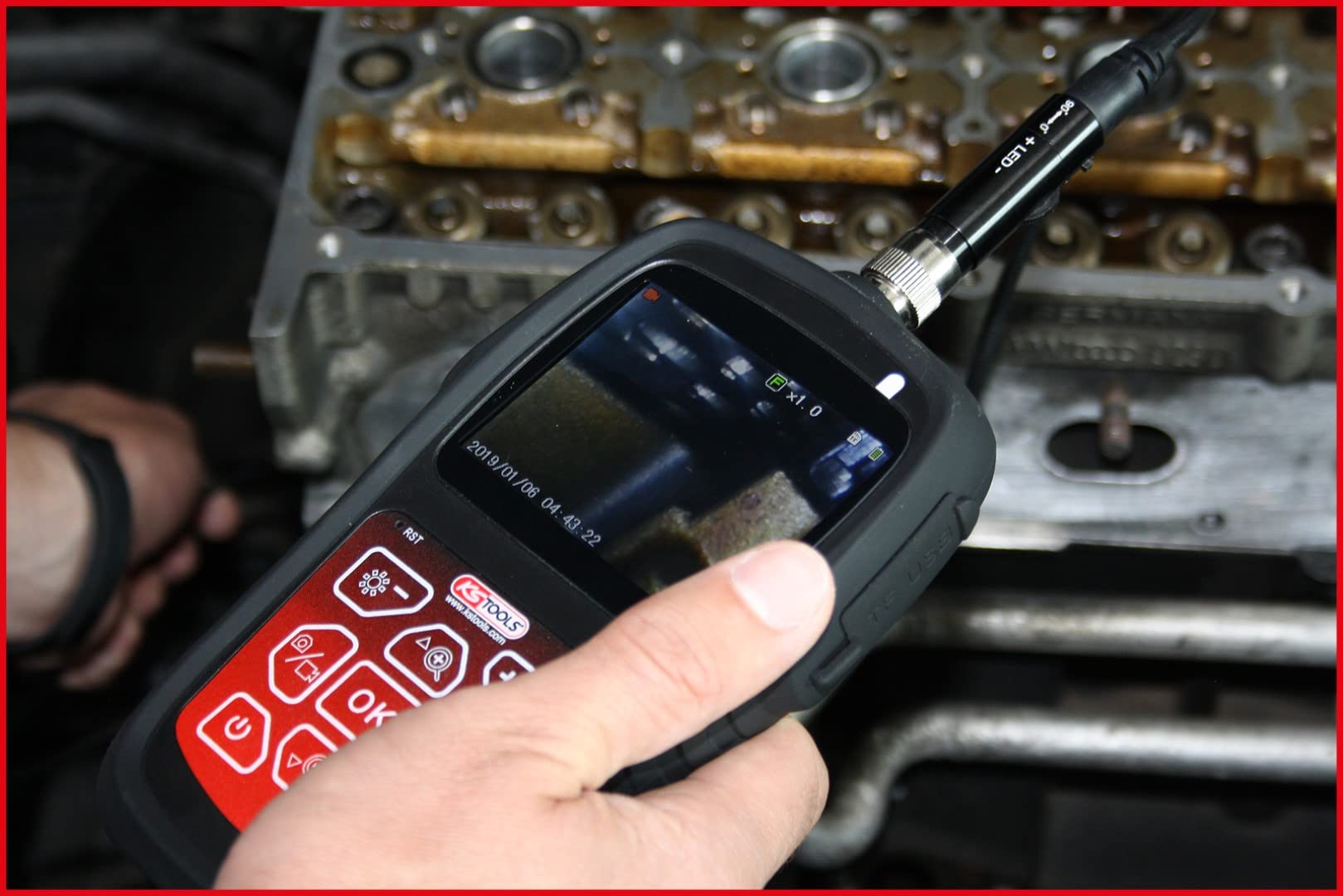 KS Tools - 550.7500 - HD Video Inspection Kit with 6.0mm Diameter 0° & 90° Swivel Camera - 5-Piece Set - Perfect for Automotive, Plumbing & HVAC Inspections