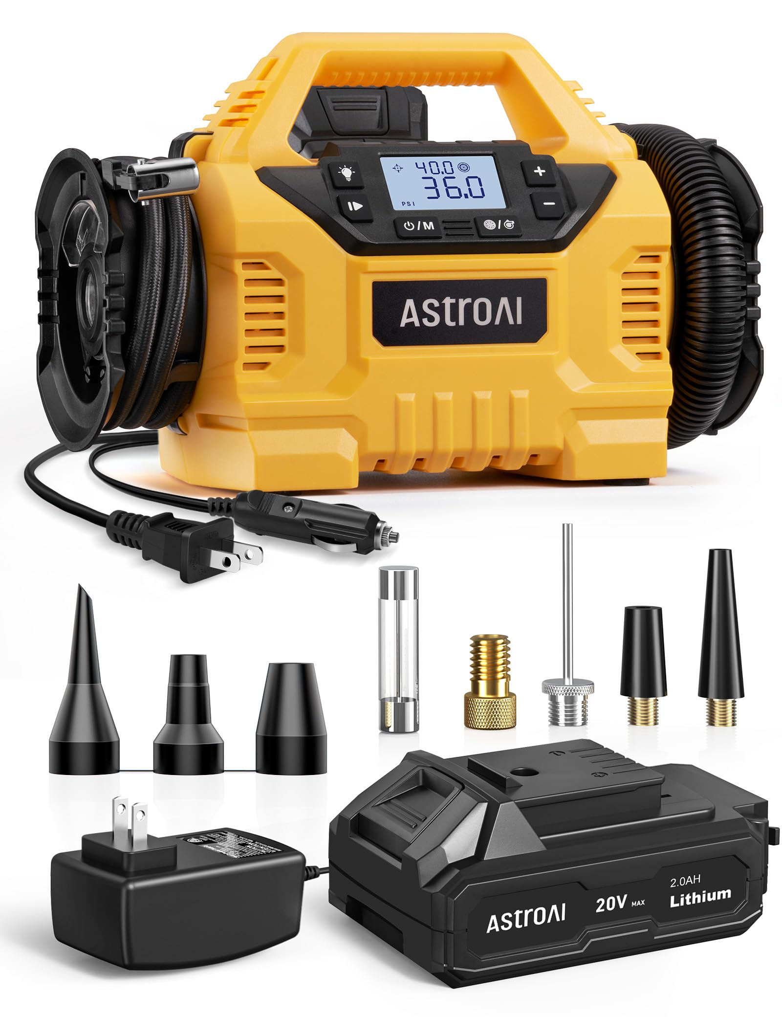 **AstroAI Cordless Tire Inflator Portable Air Compressor for Car Tires - 160PSI, HD Screen, 3 Power Sources, Dual Motors - Heavy Duty Air Pump for Inflation & Deflation - Perfect for Road Trips, Emergency Use & Father's Day Gifts**