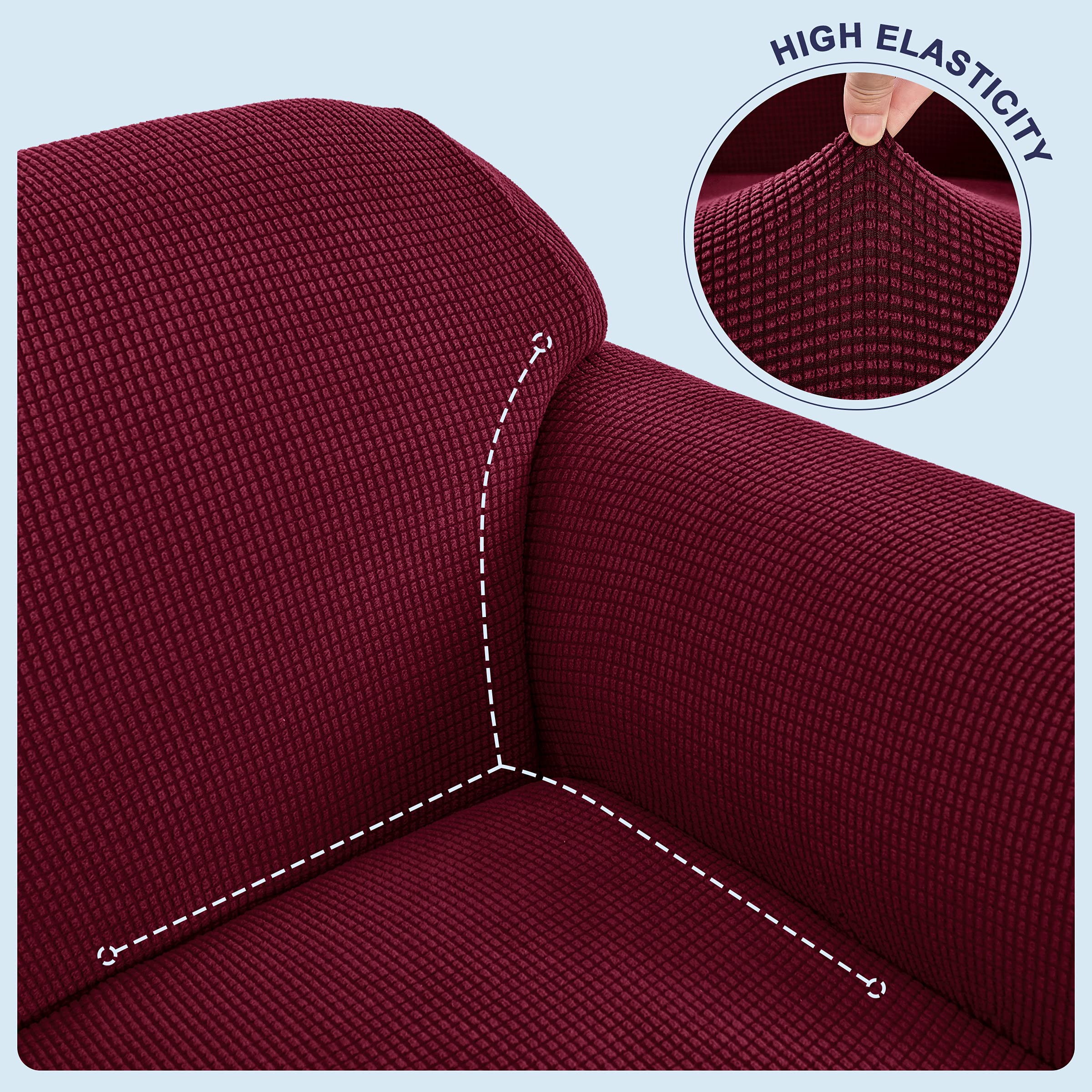 SUBRTEX Stretch Sofa Cover - Elastic Slipcover for Couch & Armchair, Washable Furniture Protector, All-Inclusive Fit (Wine Red) - Perfect for Living Room, Home Decor & Pet Protection
