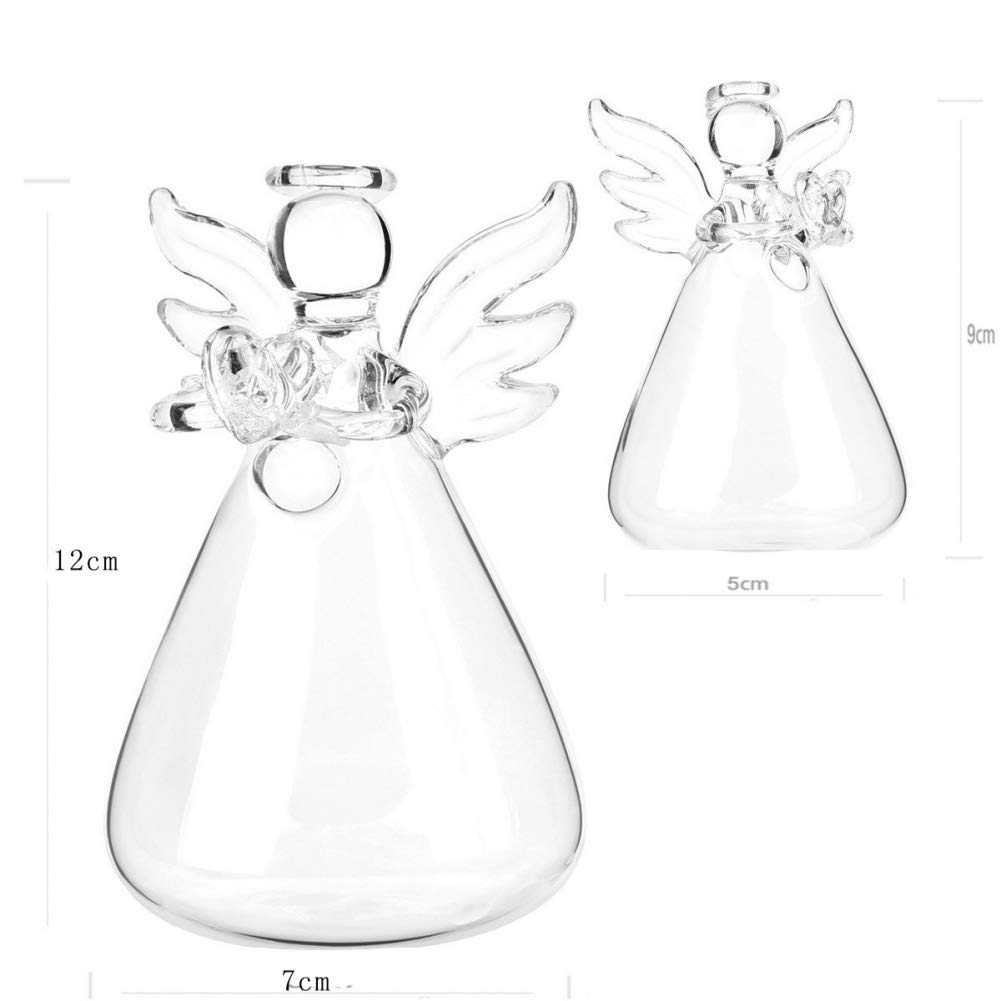 Ochine Angel Hanging Glass Vase - Clear Hydroponic Planter for Flowers, Terrariums & Small Plants | Bulk Tiny Bud Vases for Home Decor, Wedding Centerpieces & Indoor Gardening