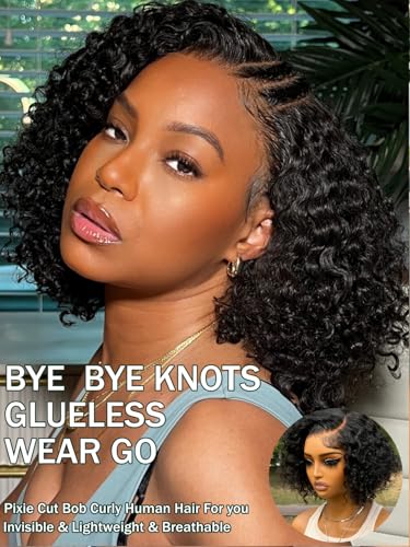 Bye Bye Knots Glueless Wig Pre Cut Lace Bob Curly Wig Natural Color