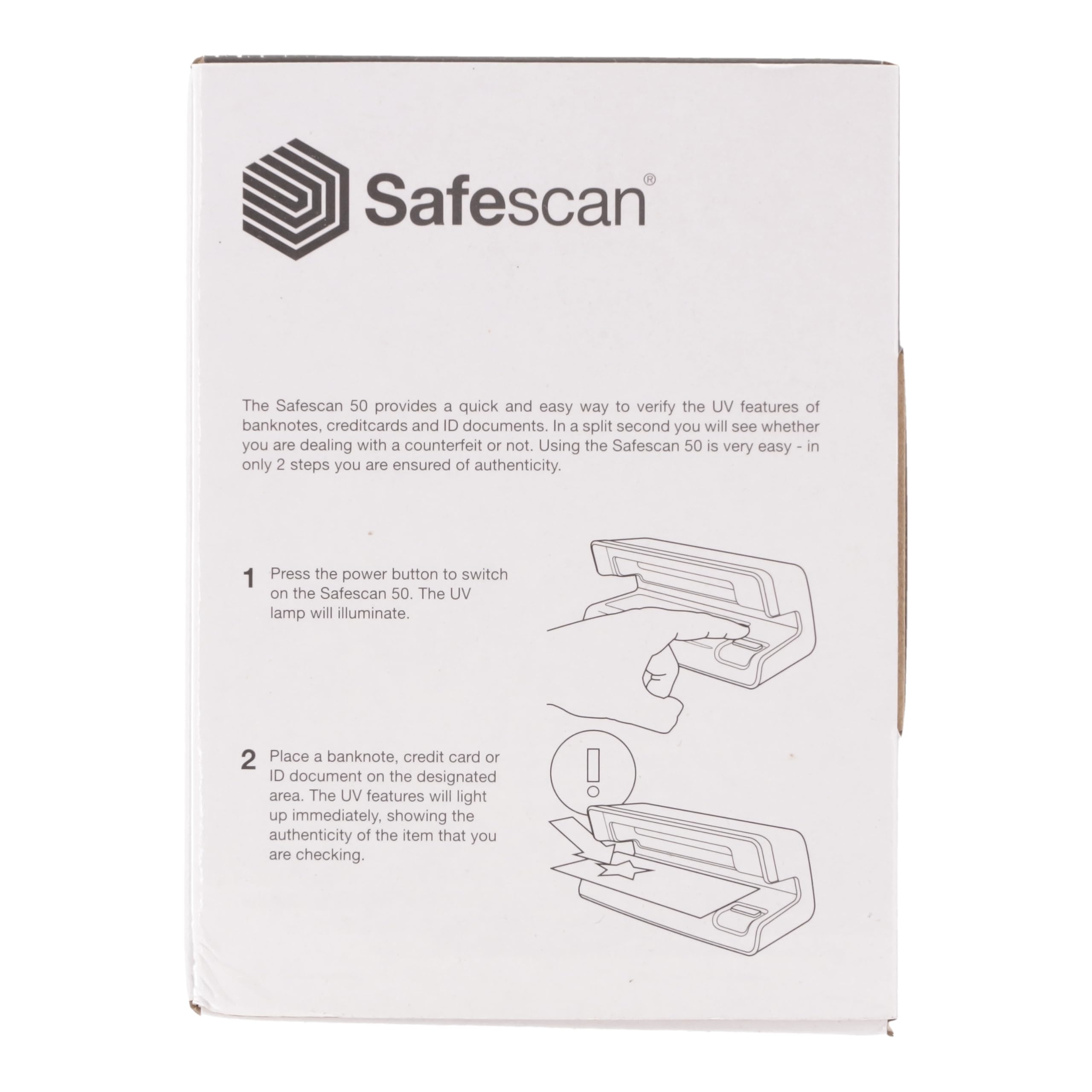 Safescan 50 Black UV Counterfeit Money Detector - Portable UV Light for Checking Banknotes, Credit Cards & ID Documents | Fraud Prevention for Retail, Banks & Cash Handling Businesses