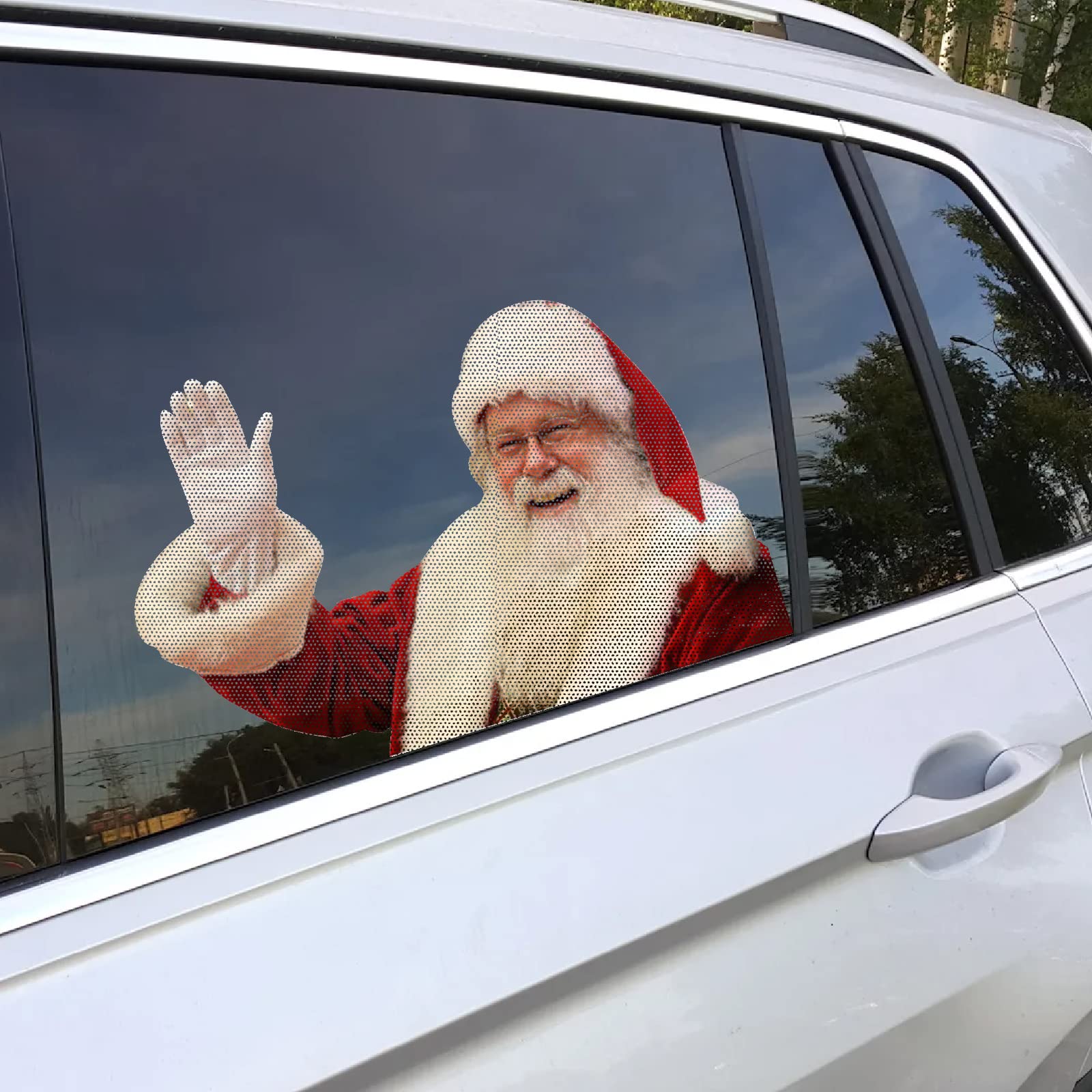 Funny Santa Claus Car Window Stickers - 2 Pack PVC Self-Adhesive Christmas Decals for Rear Windows (11.8x11.8 Inches) - Perfect for Holiday Car Decorations & Christmas Party Vehicle Decor
