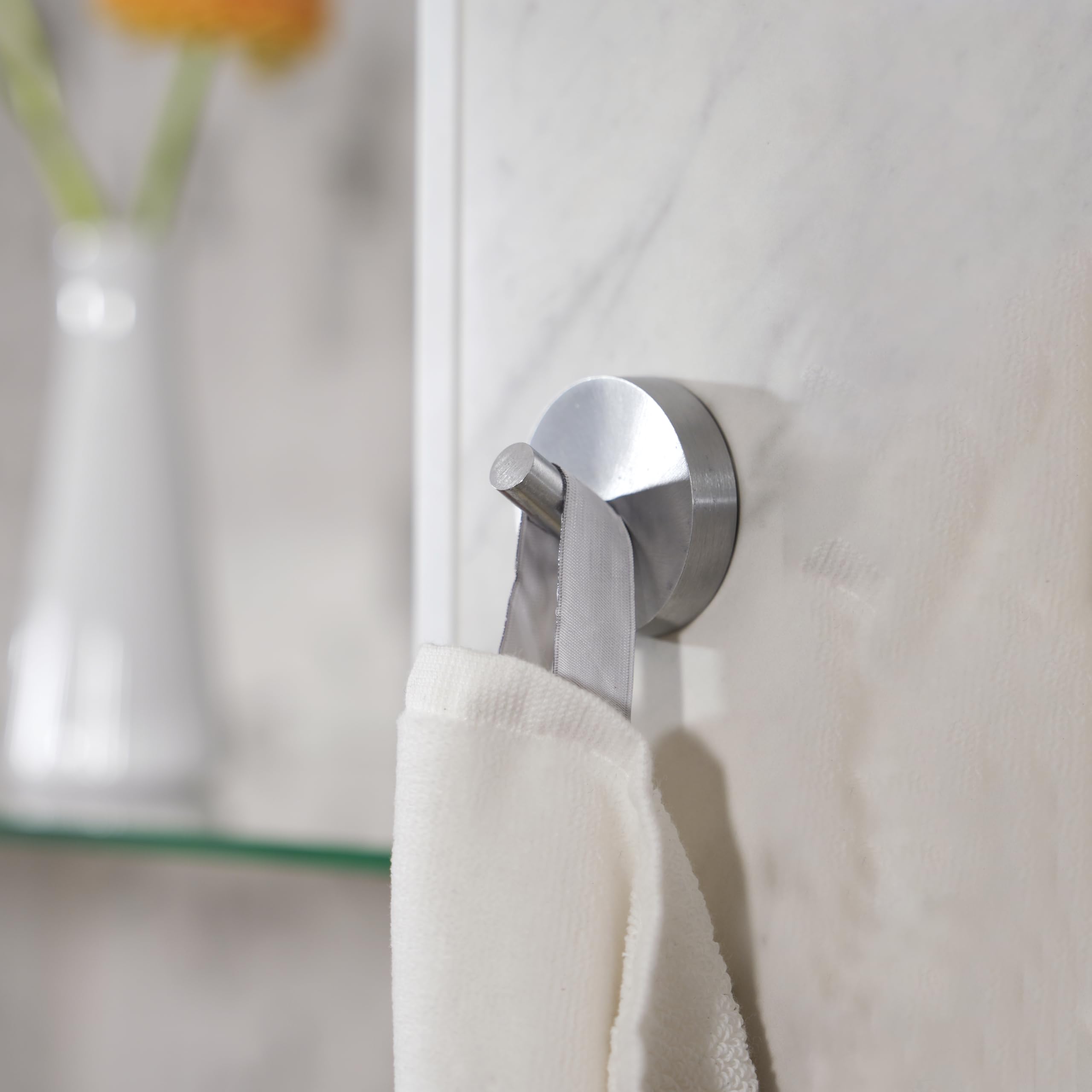 Brushed Chrome HS355 Single Towel Hook - Durable Bathroom Hook for Towels, Robes & Hats - Perfect for Bathroom, Kitchen, Laundry Room & Spa Decor