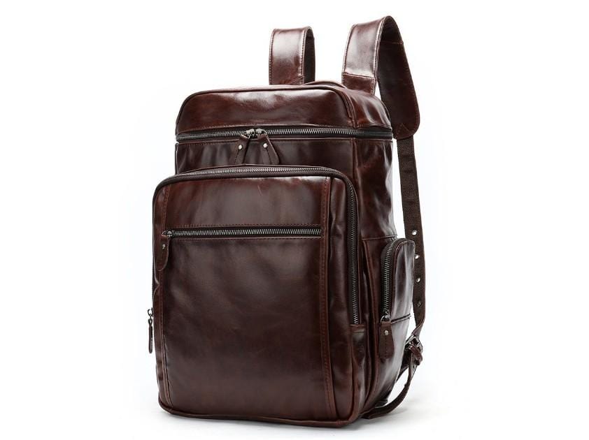 Premium Men's Brown Leather Backpack - Stylish & Durable Travel Laptop Bag for Work, Business & College - Perfect for Commuting & Everyday Use