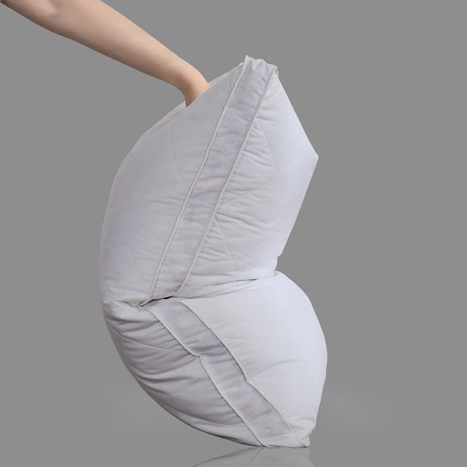 Premium White Goose Feather & Polyester Blend Bed Pillows - Queen/Standard Size, 600 Thread Count 100% Cotton Cover, Medium Firm Support with Soft Surround Fill | Perfect for Back Sleepers, Side Sleepers & Guest Bedrooms (Pack of 1)