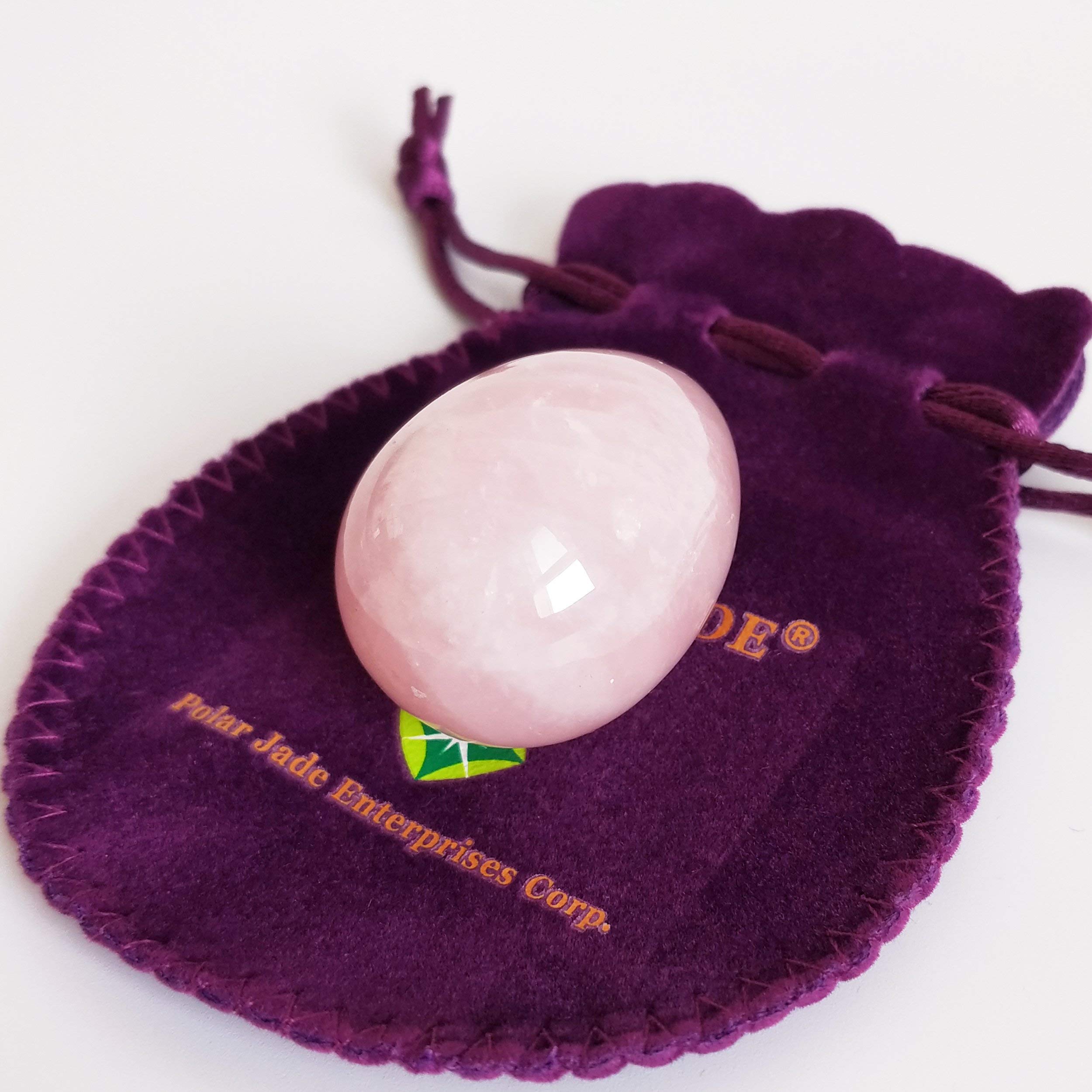 Rose Quartz Yoni Egg - Medium Size with Hole, Genuine Certificate & Instructions - Pelvic Floor Strengthener for Women, Stress Relief & Adult Urinary Incontinence Solution by Polar Jade - Perfect for Yoga, Meditation & Holistic Wellness Practices
