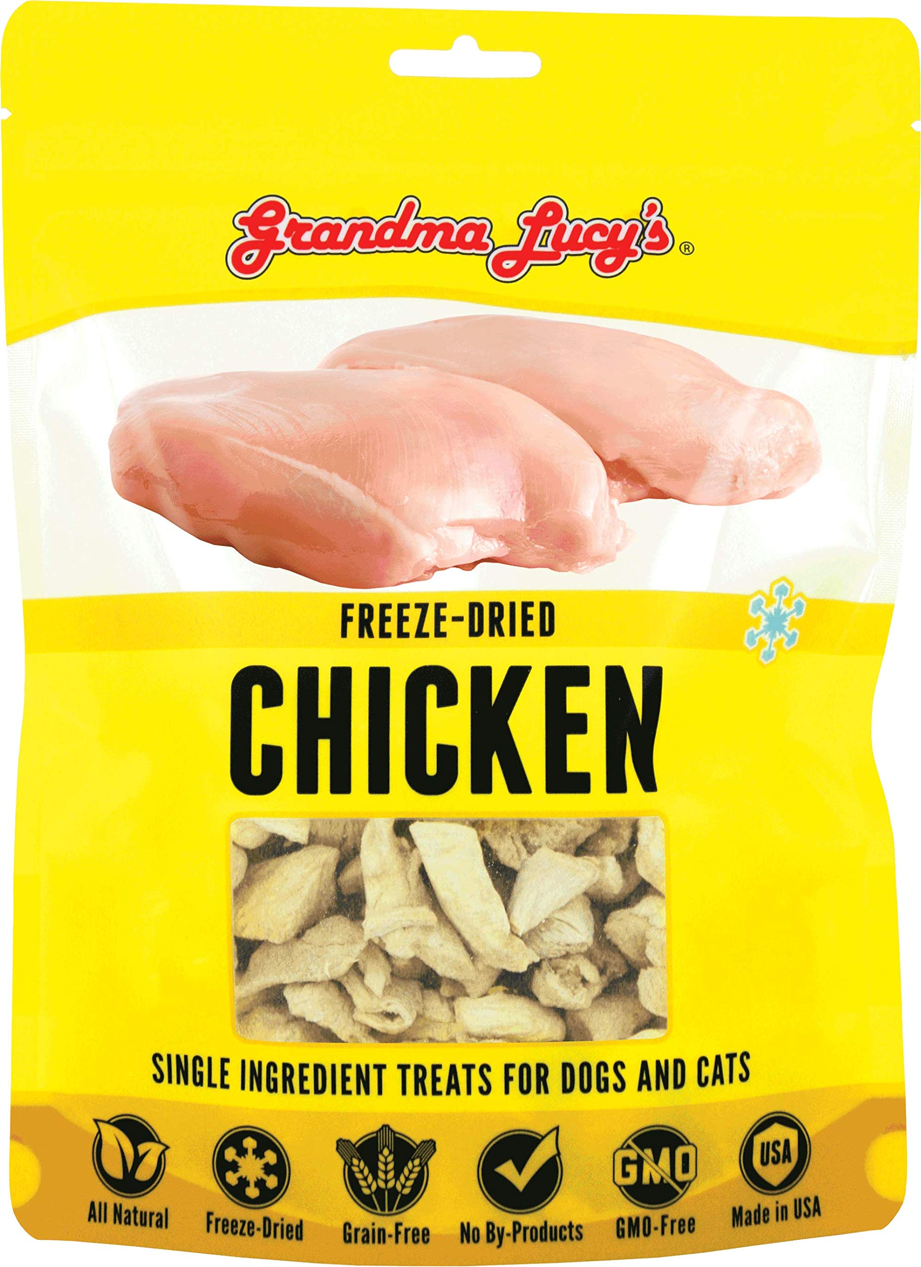 Grandma Lucy's Freeze-Dried Chicken Dog Treats - 3.5oz Single Ingredient, Grain-Free, All Natural Training Rewards for Small & Large Dogs - Perfect for Obedience Training & Outdoor Adventures