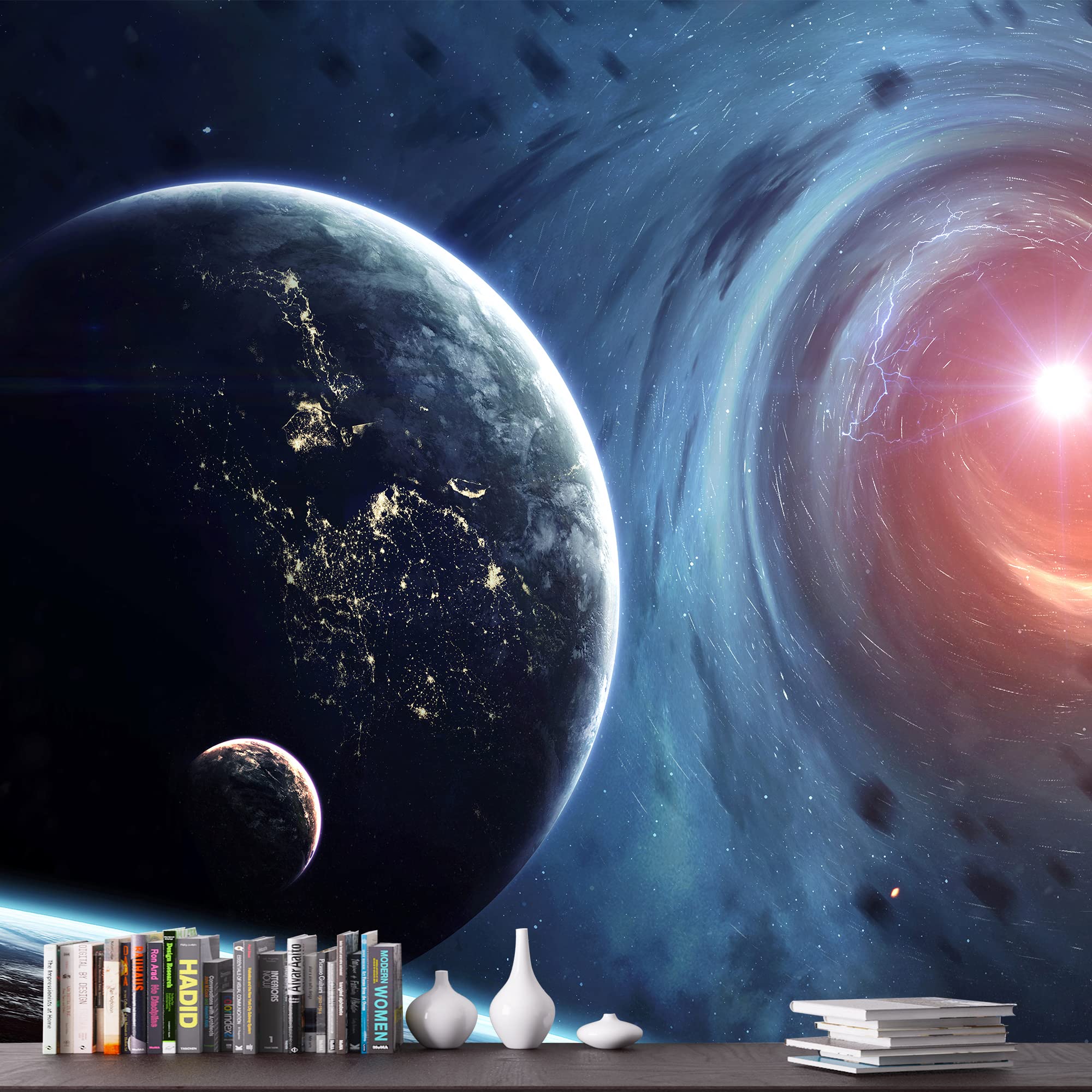 Universe Wall Murals for Bedroom - Giant Planets Removable Peel and Stick Wallpaper (100x144 inches) - Perfect for Kids Room Decor, Nursery, Dorm & Home Office