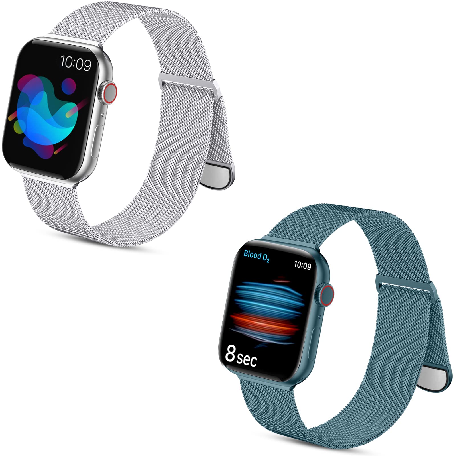 2 Pack Apple Watch Bands Compatible with 38mm 40mm 41mm 42mm 44mm 45mm - Soft Silicone Strap for iWatch Series SE 7 6 5 4 3 2 1 - Sport Loop for Women & Men - Perfect for Workouts, Running & Daily Wear