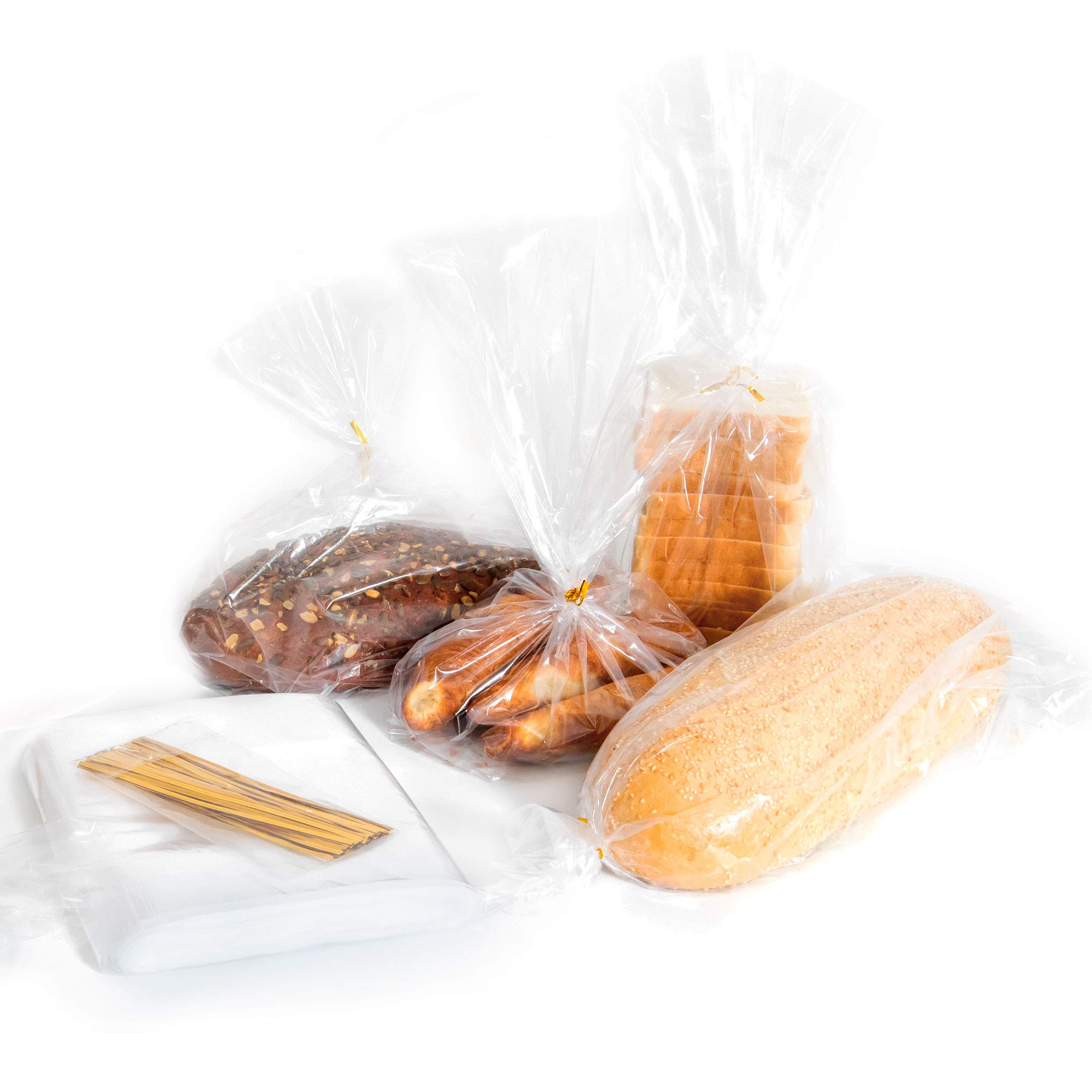 Reusable Bread Bags with Ties - 50 Clear Plastic Bread Bags & 50 Adjustable Ties for Homemade Bread, Bakery Loaves, Fresh Bread Storage | Perfect for Home Bakers, Artisan Bread, Farmers Market & Gift Packaging