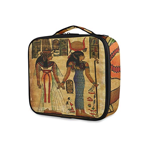 Vintage Egyptian Papyrus Makeup Organizer Bag for Women - Travel Toiletry Storage Pouch - Perfect for Cosmetics, Brushes & Skincare on the Go