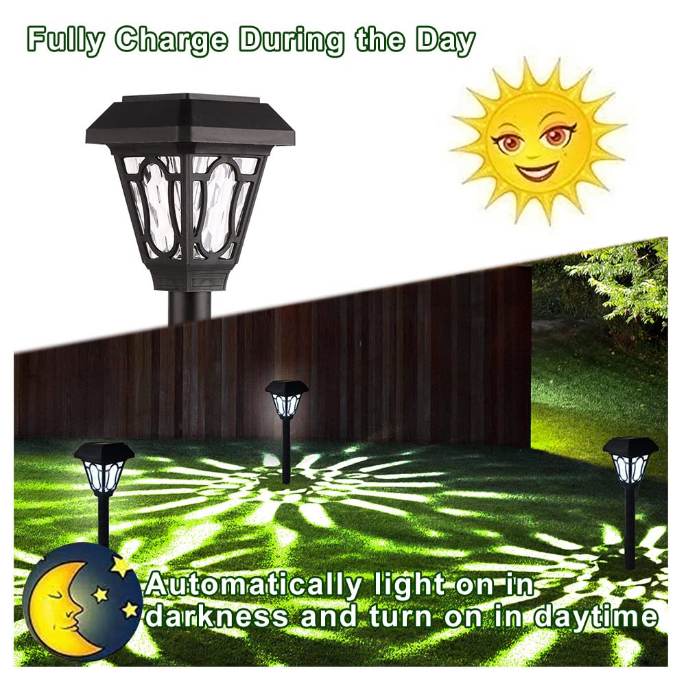 LAMTREE 12 Pack Solar Powered Outdoor Lights Waterproof - 3 Lumens Cool White LED with Cute Patterns for Pathway, Garden, Patio, Yard, Driveway, Walkway & Lawn - Perfect for Landscape Lighting, Backyard Decor & Nighttime Safety