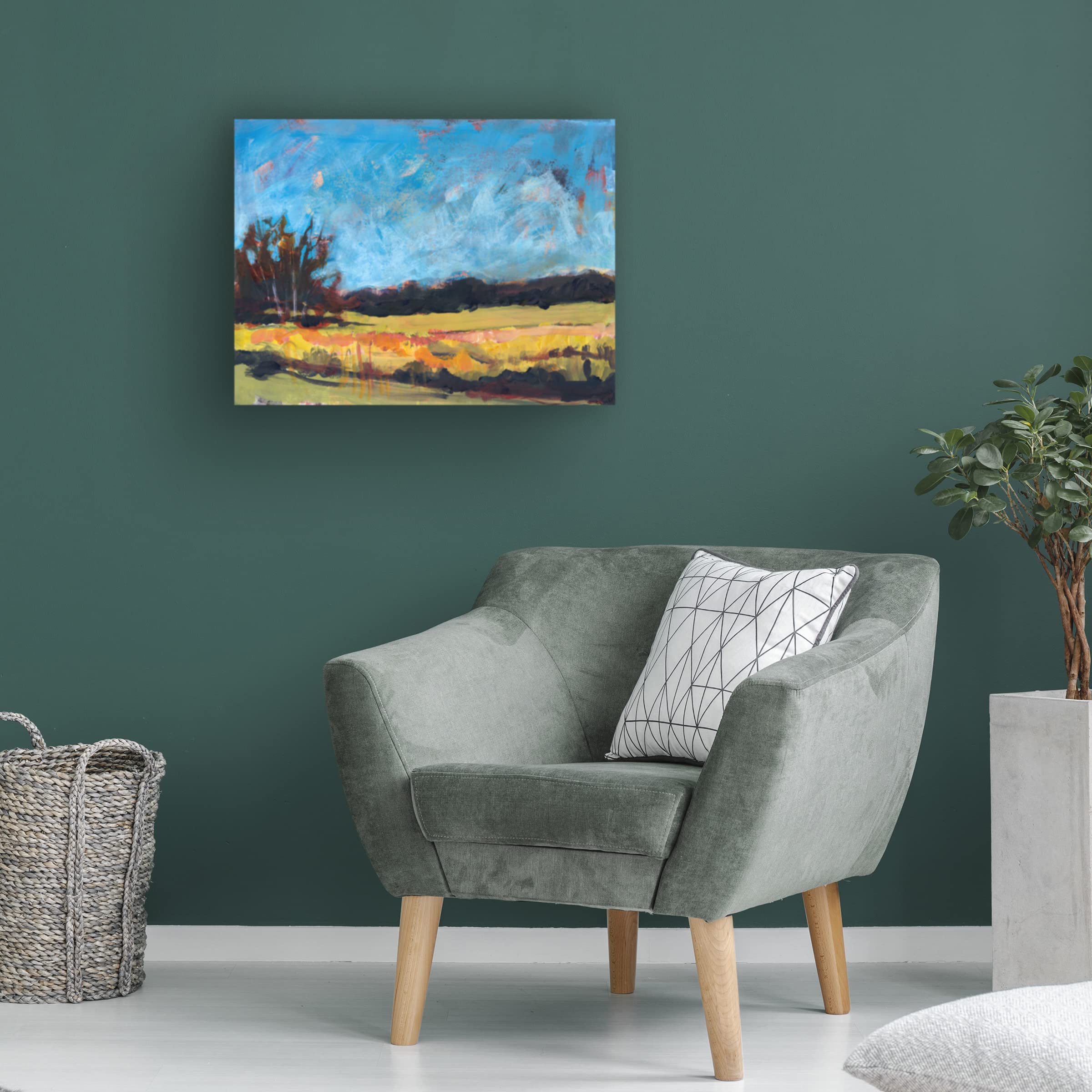 Trademark Fine Art 'On The Road' Canvas Wall Art by Linda Nickell - Stunning Landscape Painting for Living Room, Bedroom & Office Decor