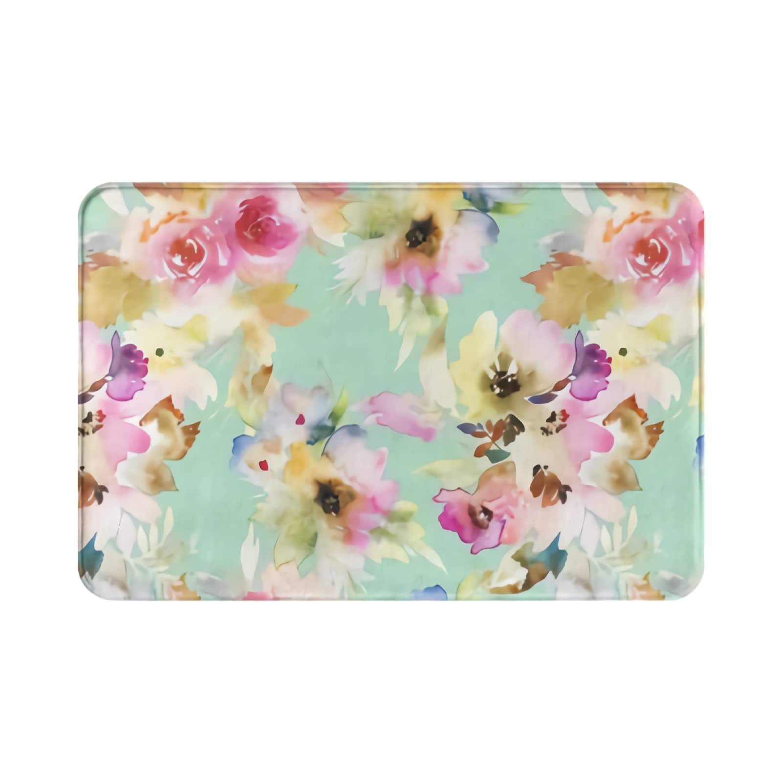 Non-Slip Floral Watercolor Bath Mat Set - Washable Flannel Floor Rug for Bathroom, Kitchen, Bedroom & Entryway (15.7x26.3 in) | Soft Abstract Flower Design for Indoor Home Decor & Cozy Comfort