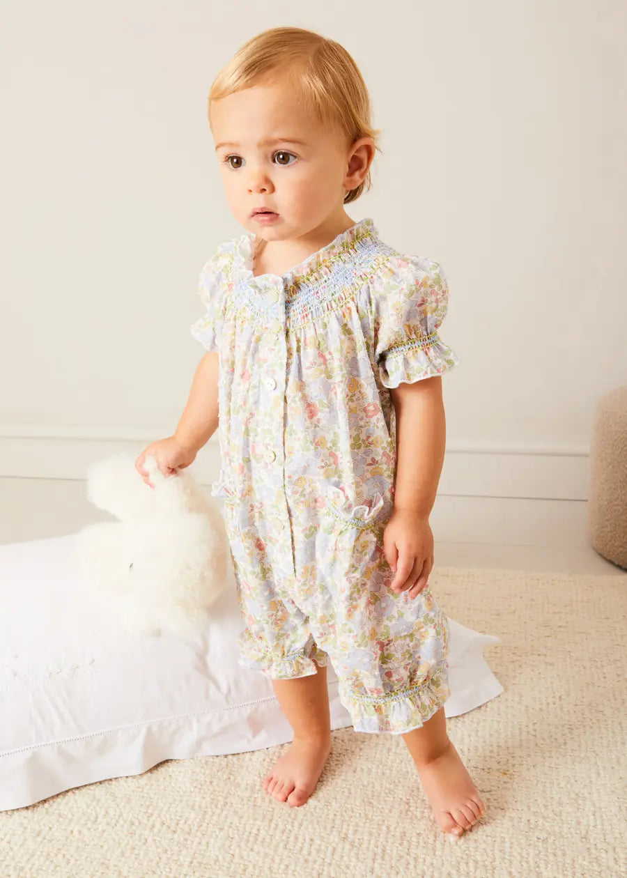 Clara Floral Green All-in-One Baby Pajamas - Soft Cotton Sleepsuit for Infants 9 Months to 2 Years | Perfect for Nursery, Bedtime & Cozy Family Moments
