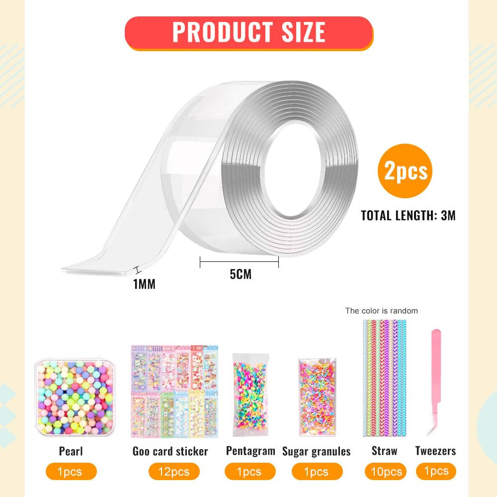 Nano Tape Bubble Kit - Magic Bubble Tape DIY Craft Set with Straws & Glitter for Kids | Make Handmade Balls, Party Favors & Sensory Play Activities
