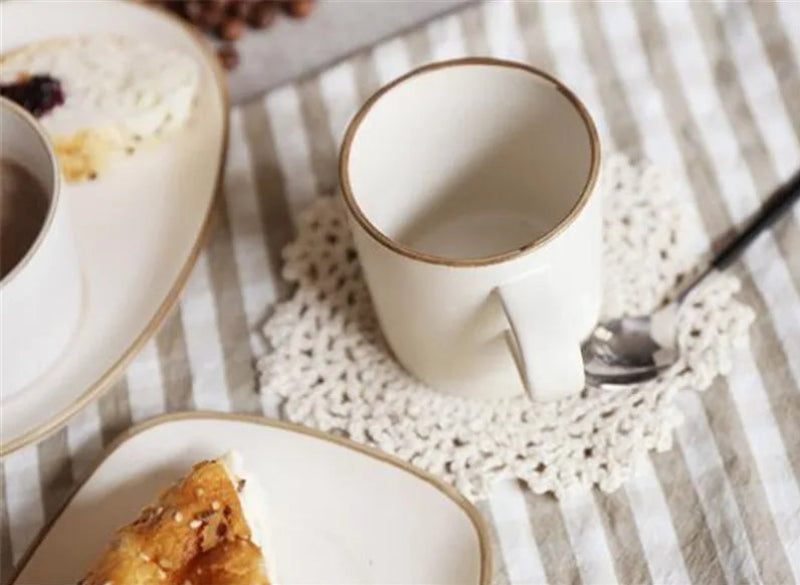Premium Stoneware Cup and Saucer Set - Elegant Coffee & Tea Set for Home, Cafe, or Restaurant Use - Durable Ceramic Contour Design - Perfect for Espresso, Cappuccino, and Afternoon Tea