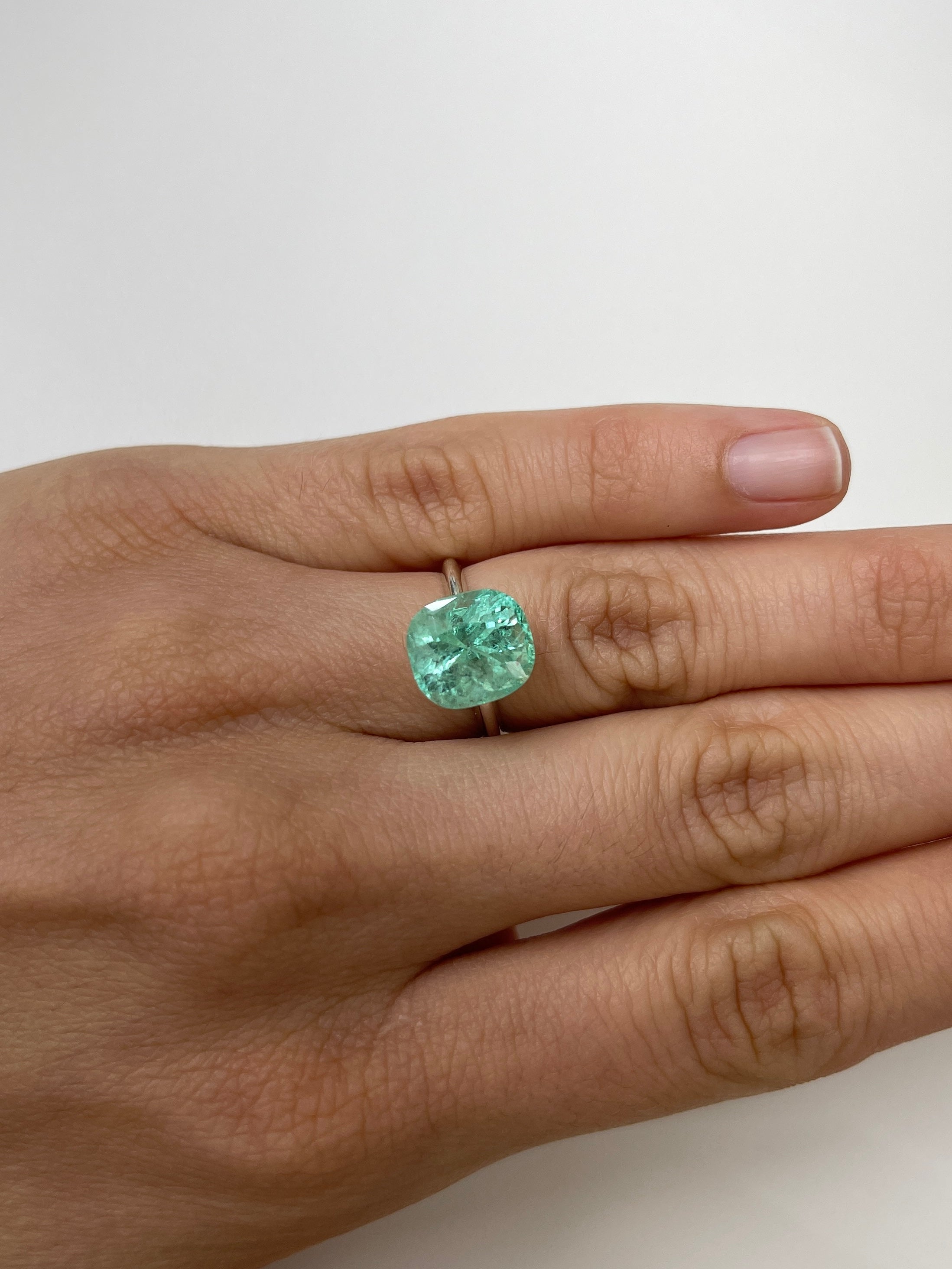 5.38 Carat 11.5x10mm Seafoam Green Natural Loose Colombian Emerald Cushion Cut Gemstone for Jewelry Making, Engagement Rings & Collector's Items