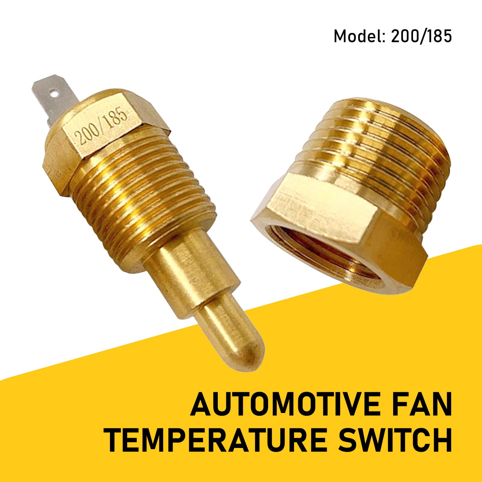 1 Pack Universal Car Cooling Fan Temperature Switch (185°F-200°F) - Thermostat Replacement for 10