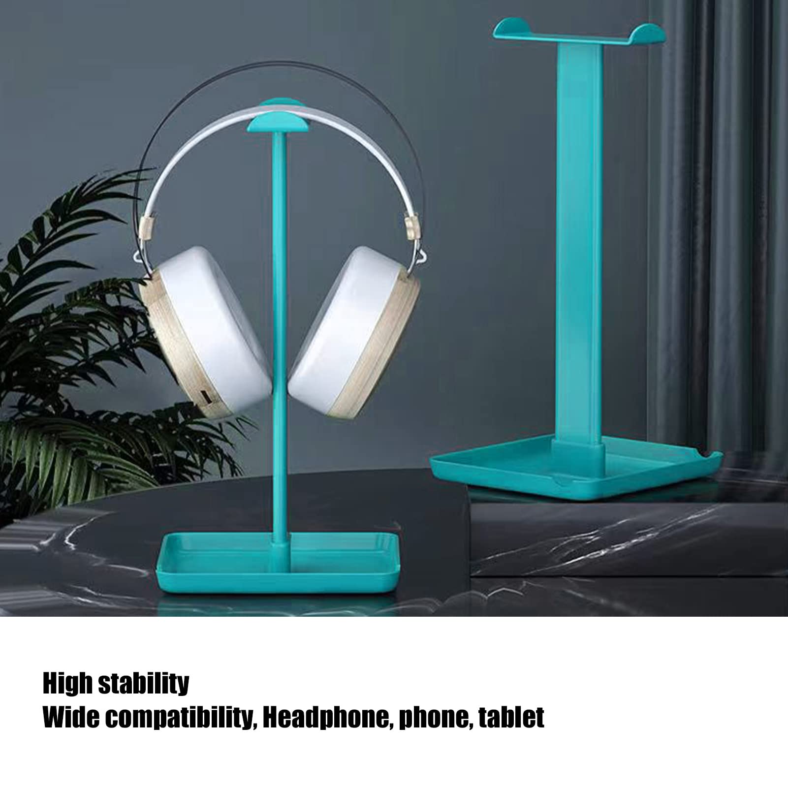 2 in 1 Headphone Stand with Phone Holder - ABS Gaming Headset Stand with Solid Base & Tablet Holder - Perfect for Desk Organization, Gaming Setup & Office Accessories (White)