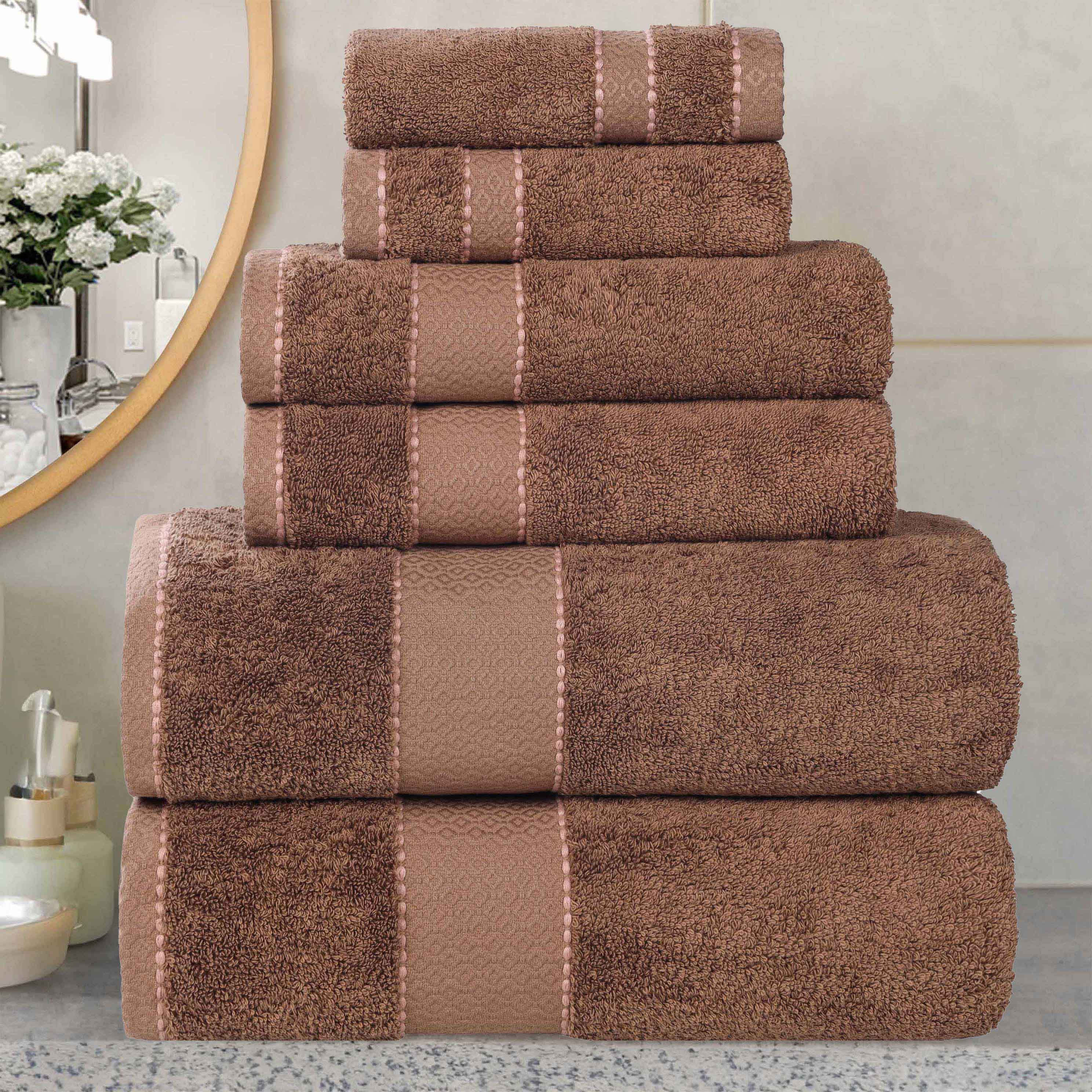 Premium 6-Piece Giza Cotton Dobby Towel Set - Ultra Absorbent, Egyptian Made - Perfect for Bathroom, Spa & Luxury Home Use