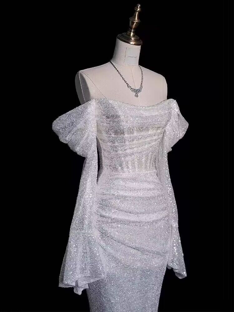 Elegant Off-The-Shoulder Sequin Mermaid Prom Dress J2964 - Perfect for Homecoming, Formal Dances & Special Occasions