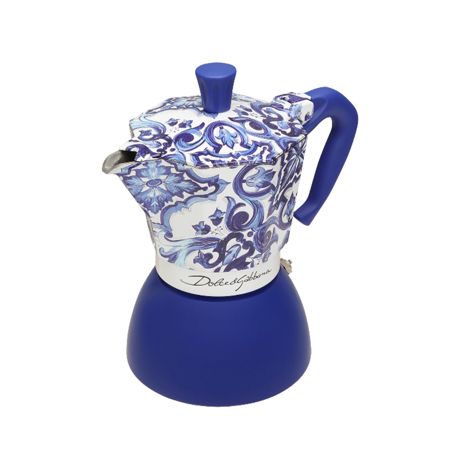 Bialetti Dolce & Gabbana Moka Induction 6 Cup Stovetop Espresso Maker, Mediterranean Blue - Perfect for Home Coffee Brewing & Italian Style Kitchen Decor