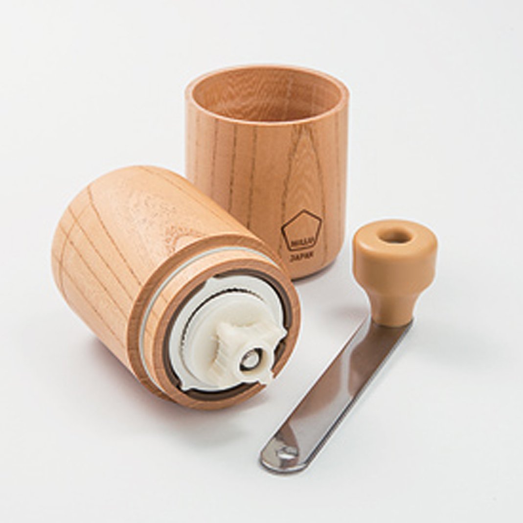 Premium MILLU CERAMIC WOOD Coffee Grinder [KEYAKI] - Manual Burr Mill for French Press, Espresso & Pour Over Brewing at Home