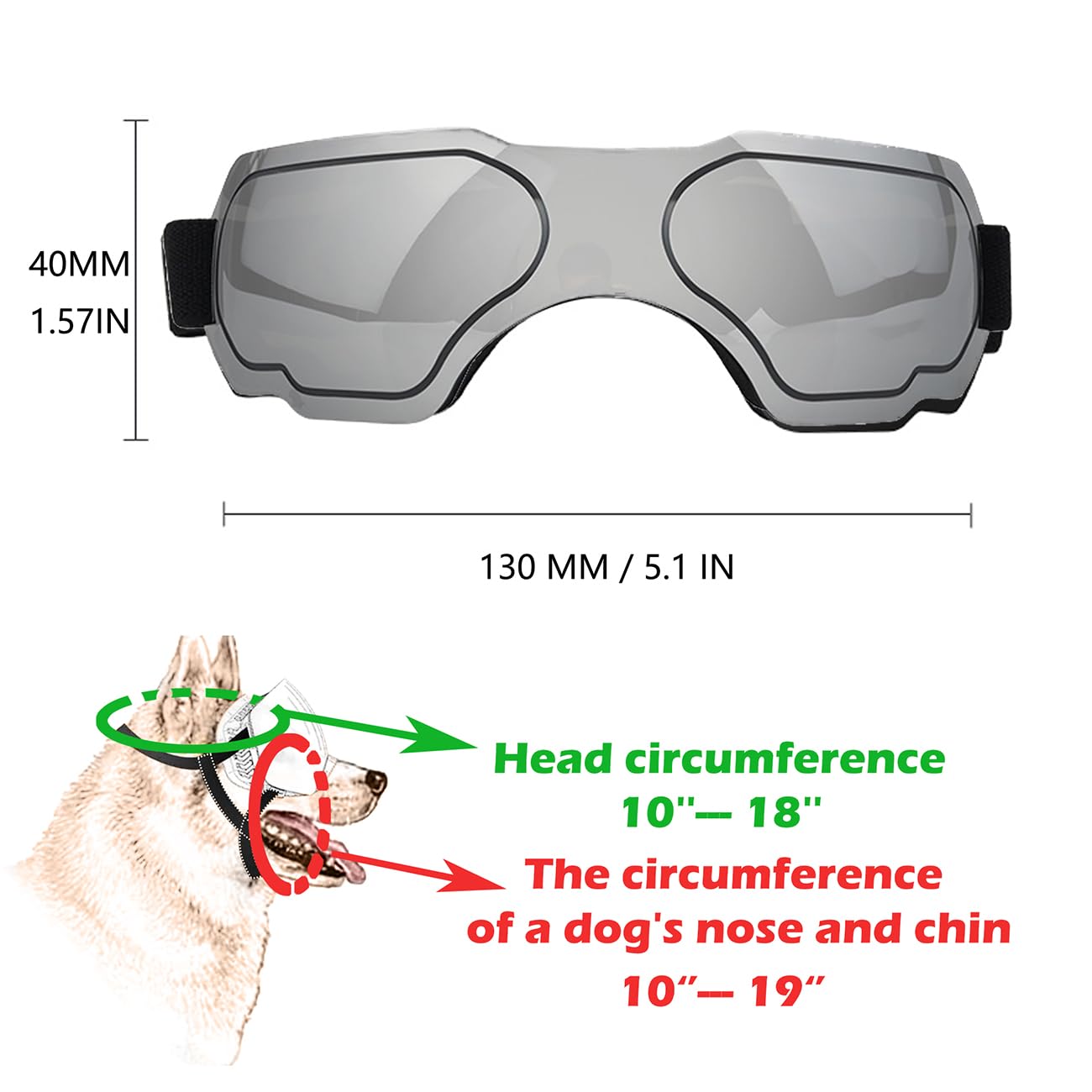 UV Protection Dog Goggles for Medium Dogs - Adjustable Strap, Windproof & Snowproof Pet Sunglasses - Eye Protection for Hiking, Running, Beach & Outdoor Adventures