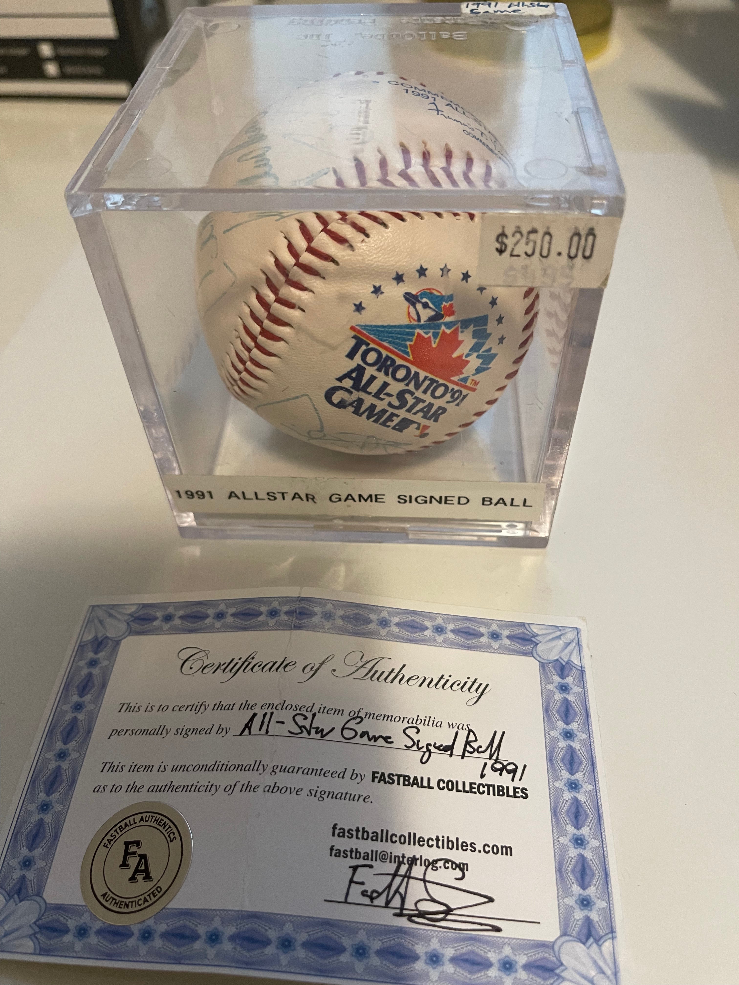 1991 All Star Baseball Game Signed Baseball - Rare Collectible with COA | Perfect for Sports Memorabilia Displays & Gift for Baseball Fans