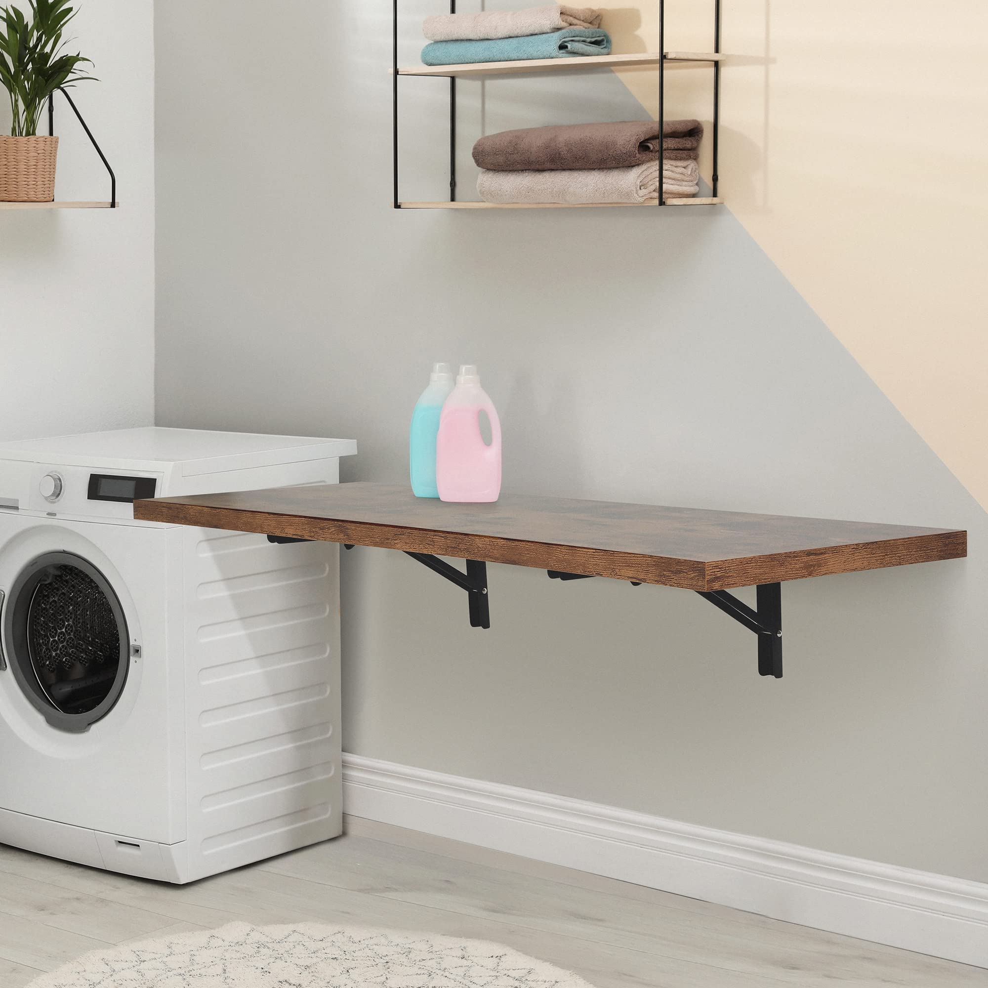 Foldable Wall Mounted Murphy Desk - Space Saving Floating Table for Laundry Folding, Home Office & Small Spaces | Perfect for Apartments, Dorms & Multi-Purpose Rooms