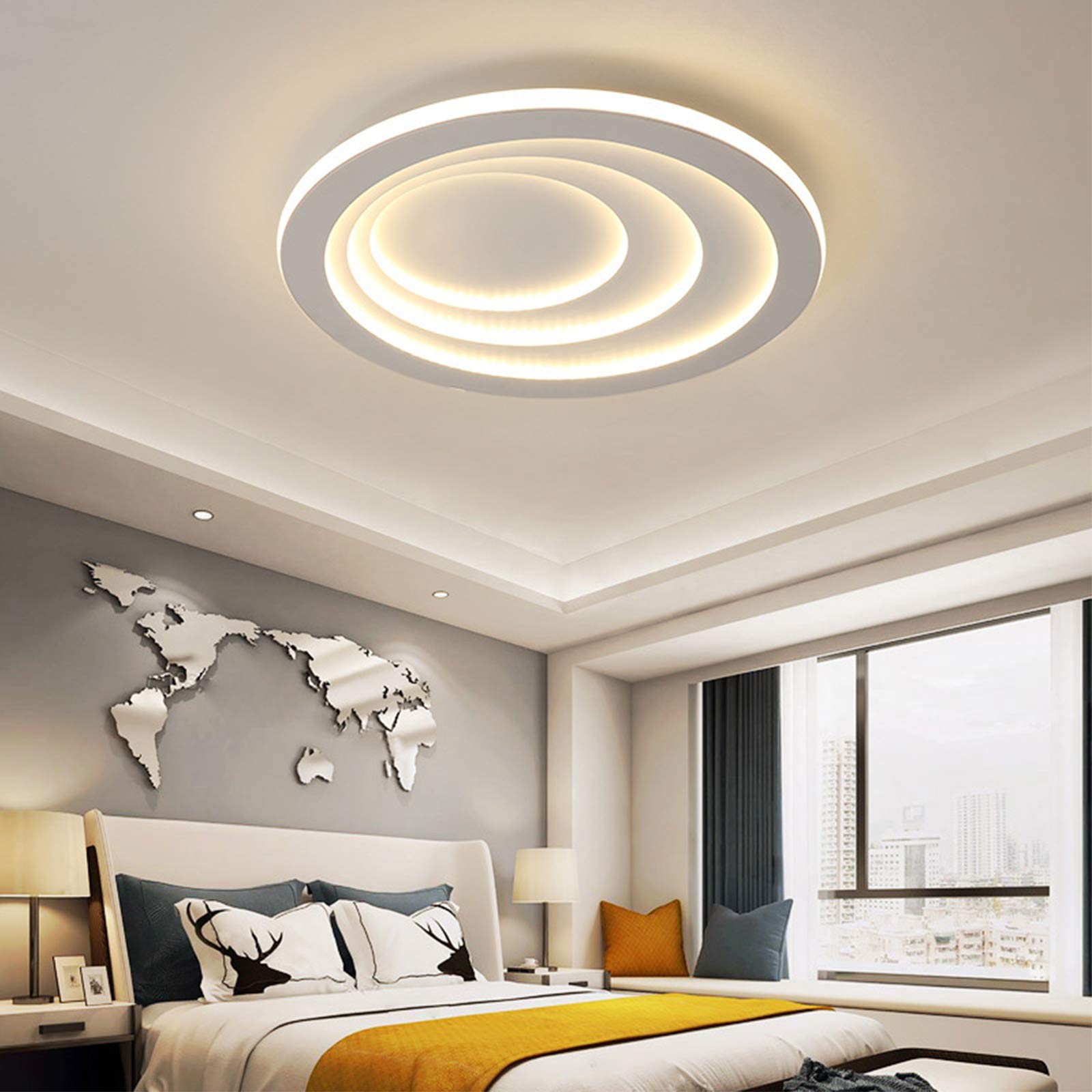 40W LED Flush Mount Ceiling Light - Modern Acrylic Panel Chandelier, Warm White Circular Semi-Flush Ceiling Lamp for Living Room, Bedroom, Kitchen - Perfect for Home, Office & Commercial Spaces