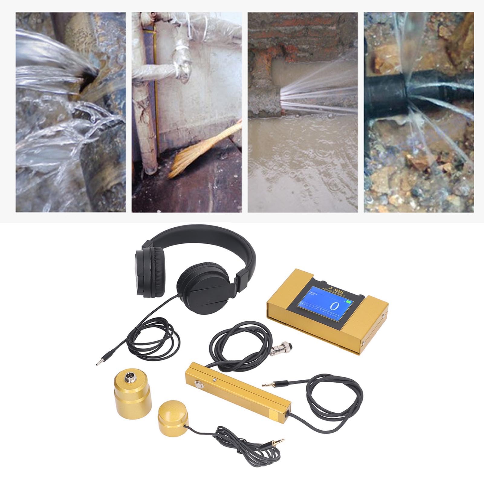 **Smart Water Leak Detector with Digital Display & Earphone - Underground Pipe Leakage Monitor for Construction, Plumbing & Home Use (US Plug) - Ideal for Basements, Bathrooms & Outdoor Pipes**