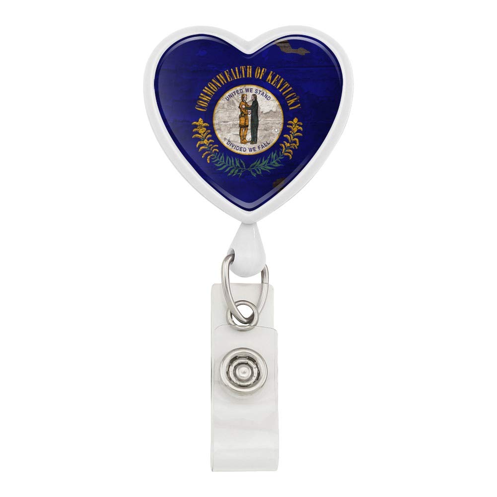 Rustic Kentucky Flag Lanyard - Retractable ID Badge Holder for Work & Travel