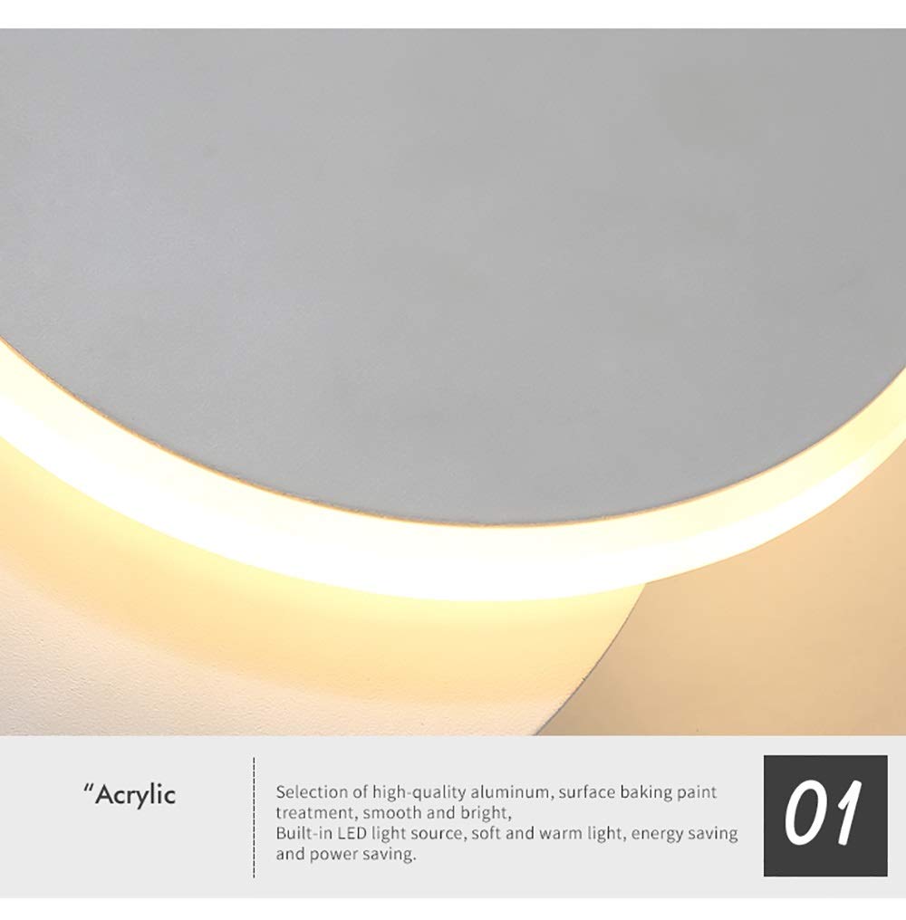 Modern LED Wall Sconce - Adjustable Acrylic Wall Light Fixture for Living Room, Bedroom, Hallway - Flexible Plate, Cool White Round Design (110-240V, 3000K-18W) - Perfect for Ambient Lighting in Home Decor and Commercial Spaces