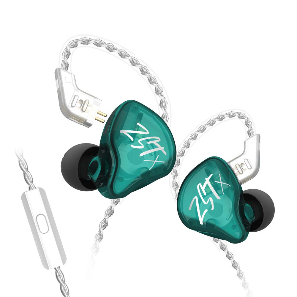 Yinyoo KZ ZSTX Hybrid 1BA+1DD HiFi In-Ear Monitor Earbuds with Balanced Armature & Dynamic Driver, Noise Isolating Earphones with Mic for Audiophiles, Musicians & Gamers (Cyan Blue) - Perfect for Studio Recording, Live Performance & Mobile Gaming