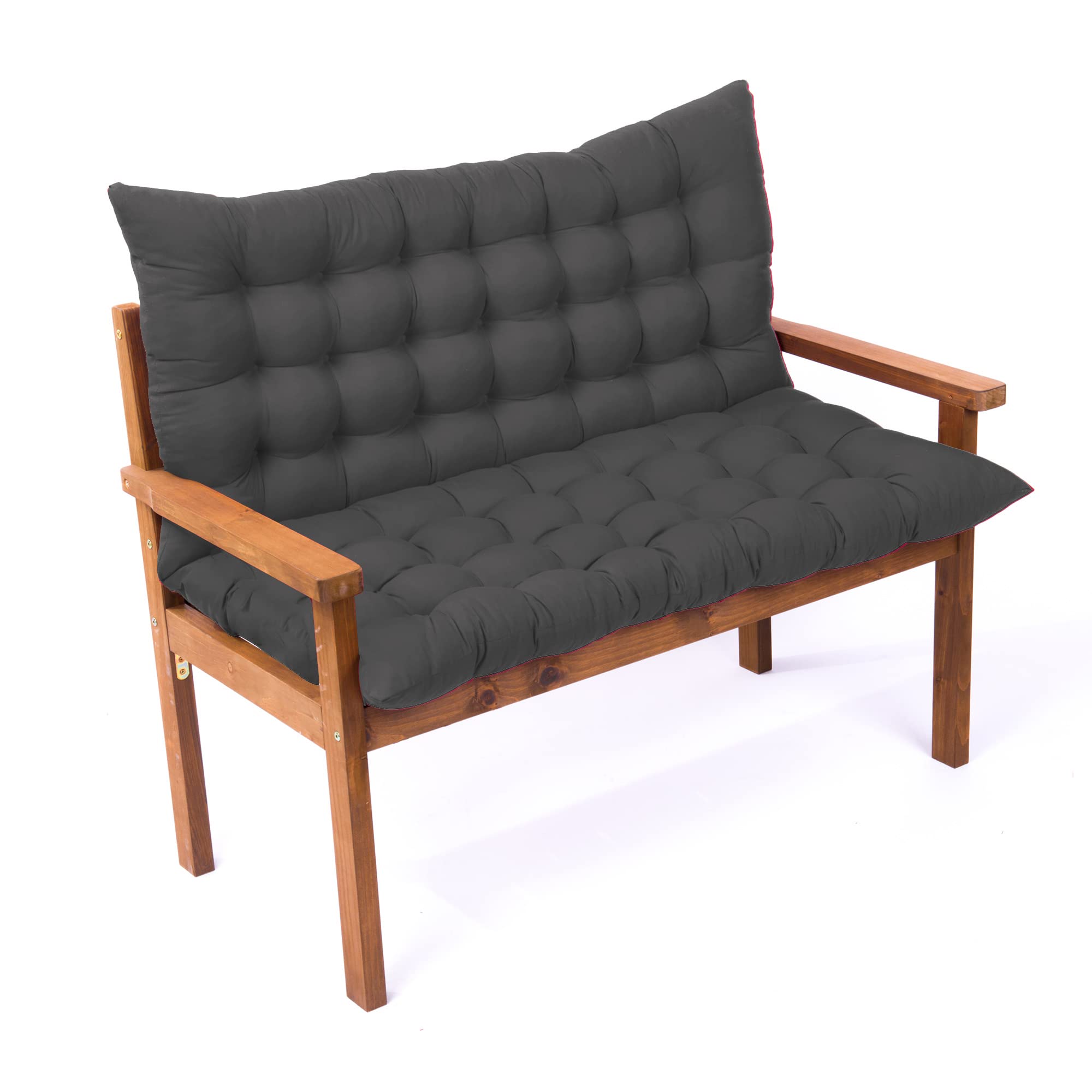 3 Inch Thick Outdoor Bench Cushion with Ties - 59x40 Inch Dark Grey Patio Swing Seat Pad with Backrest - Durable Replacement Cushions for 2-3 Seater Porch Swing & Outdoor Furniture - Perfect for Garden, Deck, and Backyard Relaxation