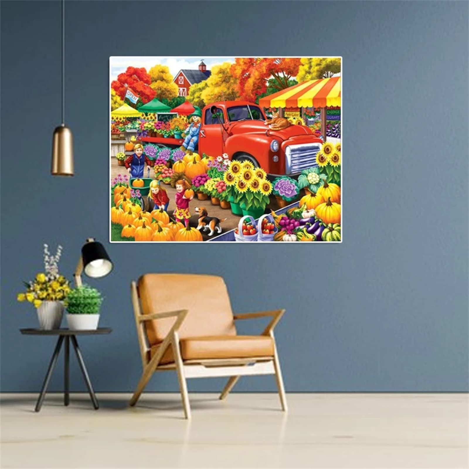 5D Diamond Painting Kits for Adults - Flower & Fruit Designs with Red Car (30x40cm/12x16in) Round Full Drill DIY Diamond Art by Numbers | Perfect for Home Wall Decor, Gift Giving & Stress Relief Activities