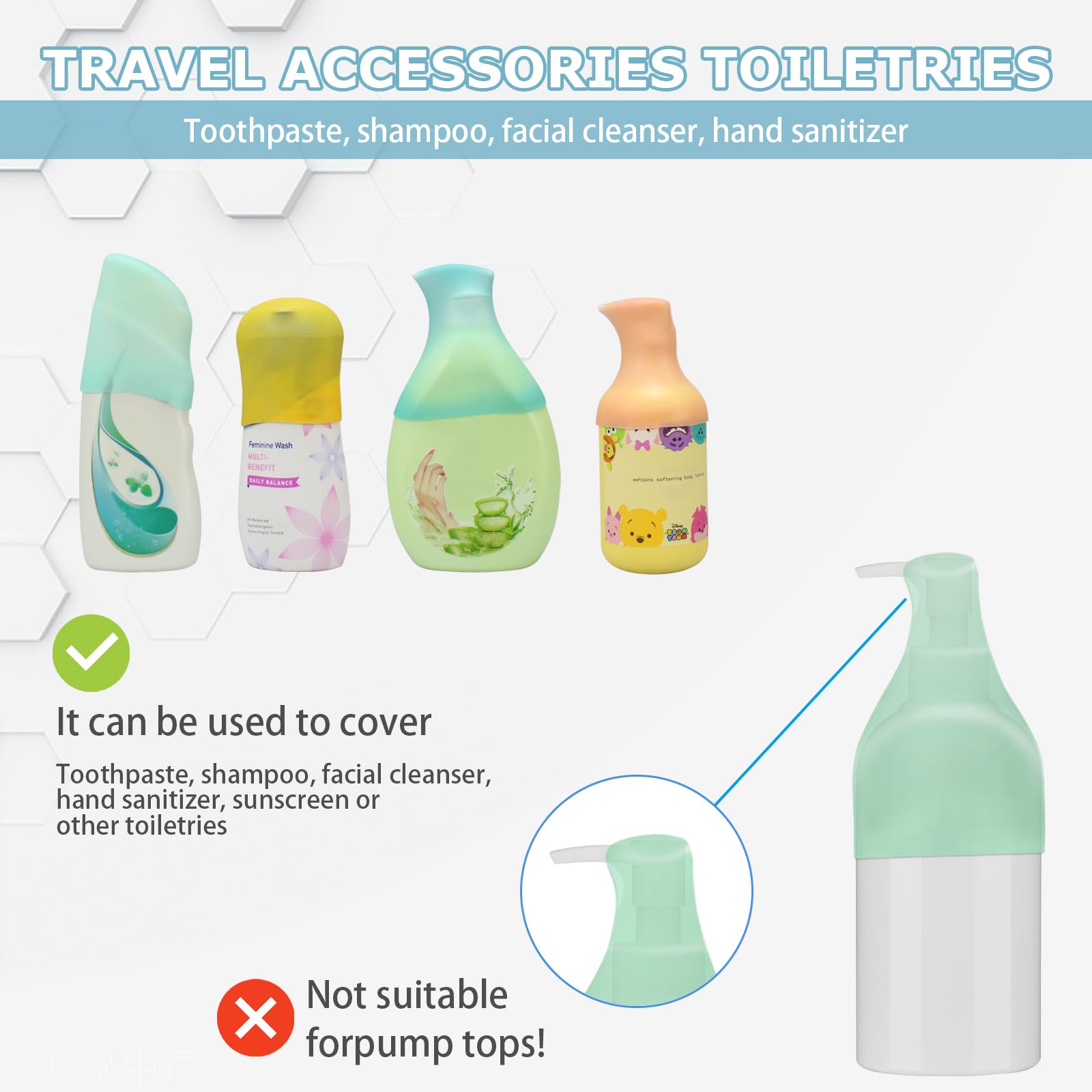 8 Pack Silicone Bottle Covers - Leak Proof Travel Essentials for Women & Men | Perfect for Beach Vacations, Cruise Ships & Toiletries Organization | Compact Travel Size Accessories Must-Have
