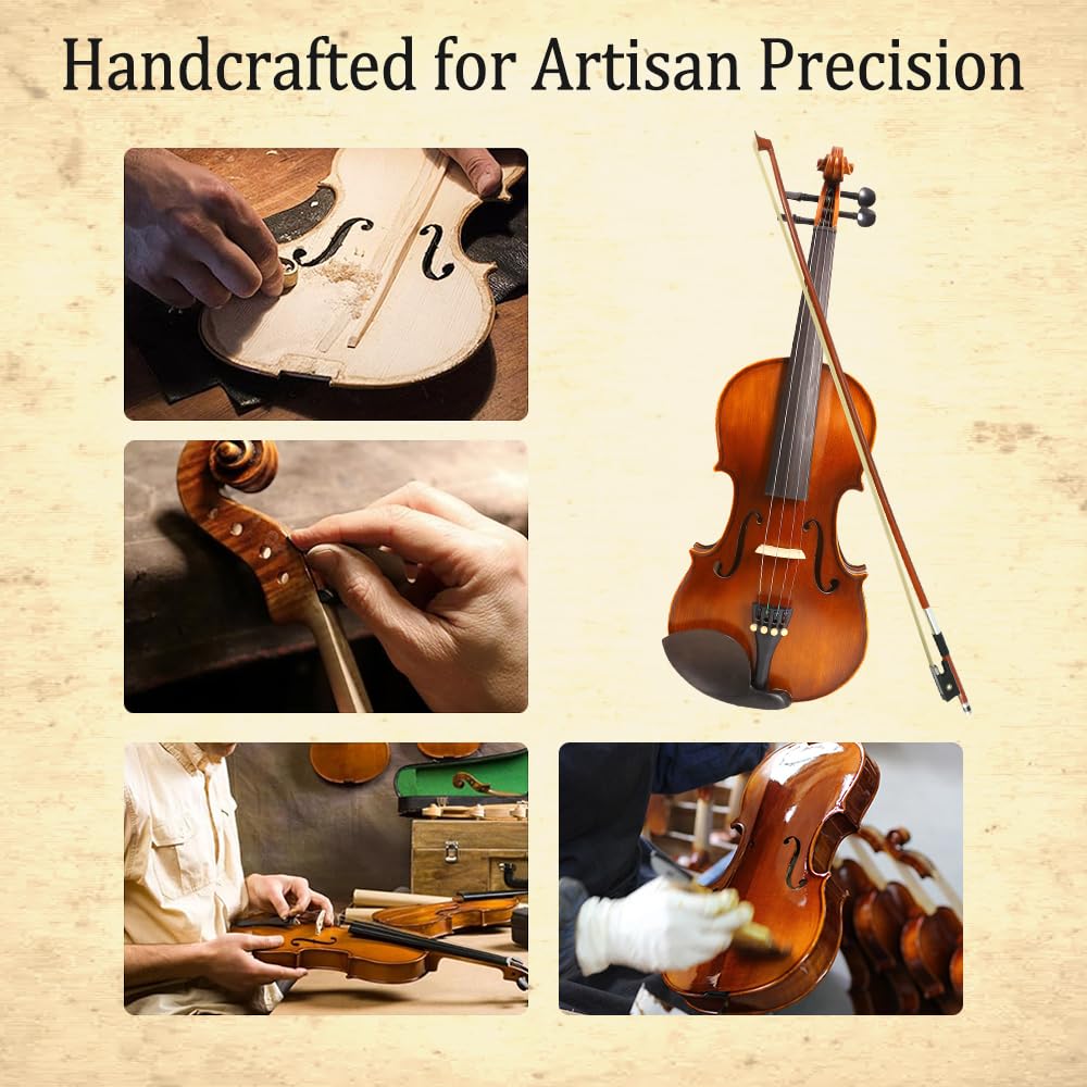 Best 1/8 Violins for Kids Ages 3-5 - Premium Maple & Spruce Wood with Ebony Fittings - Perfect Beginner Violin Gift for Young Musicians - Ideal for Music Lessons, Practice & Early Childhood Education