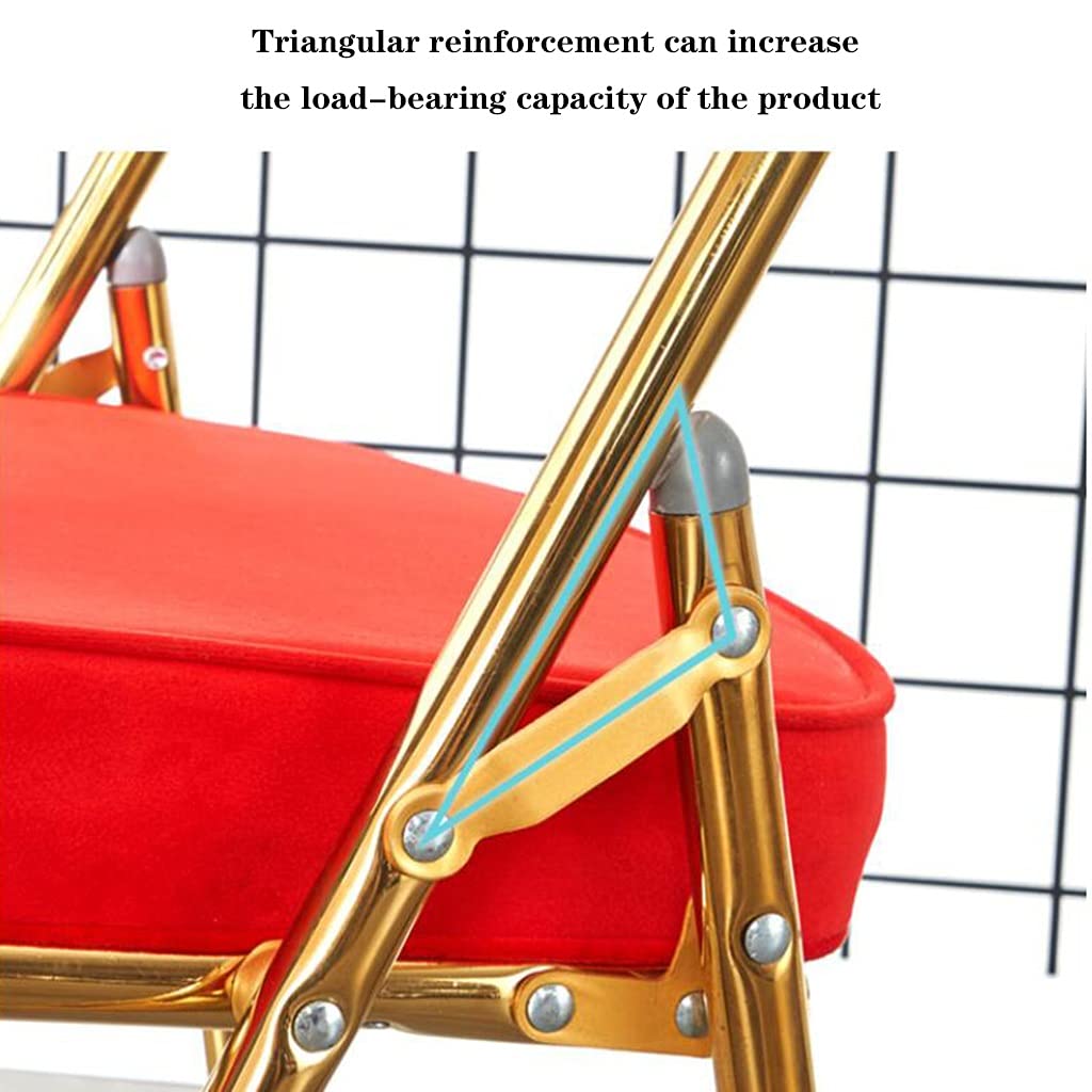 **Metal Triangle Support Folding Dining Chair with Backrest - Portable Conference, Computer & Public Rest Chair - Pink (Size: 46x38x84cm) - Ideal for Home, Office, Cafes & Outdoor Events**