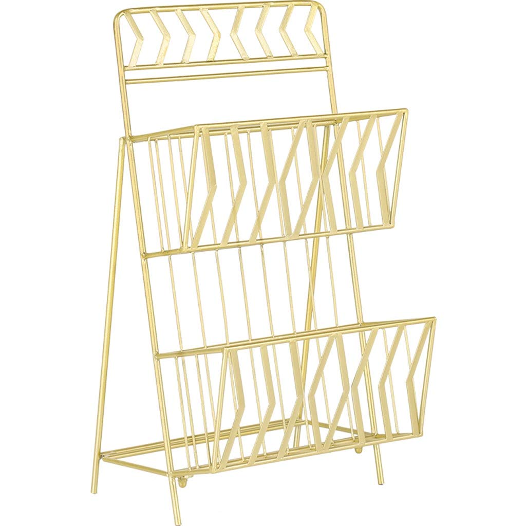 Jiji Simple Wrought Iron Book Shelf - Multifunctional Storage Unit for Office & Living Room - Gold Bookcase Display Shelf - Perfect for Home Decor, Book Organization & Space Saving