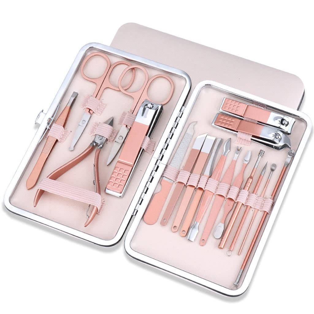 Premium 18-Piece Pink Nail Care Kit - Professional Scissors, Nail Clippers, Pliers, Pedicure Knife & Groove Tools for Manicure & Pedicure | Perfect for Home Salons, Travel & Professional Use