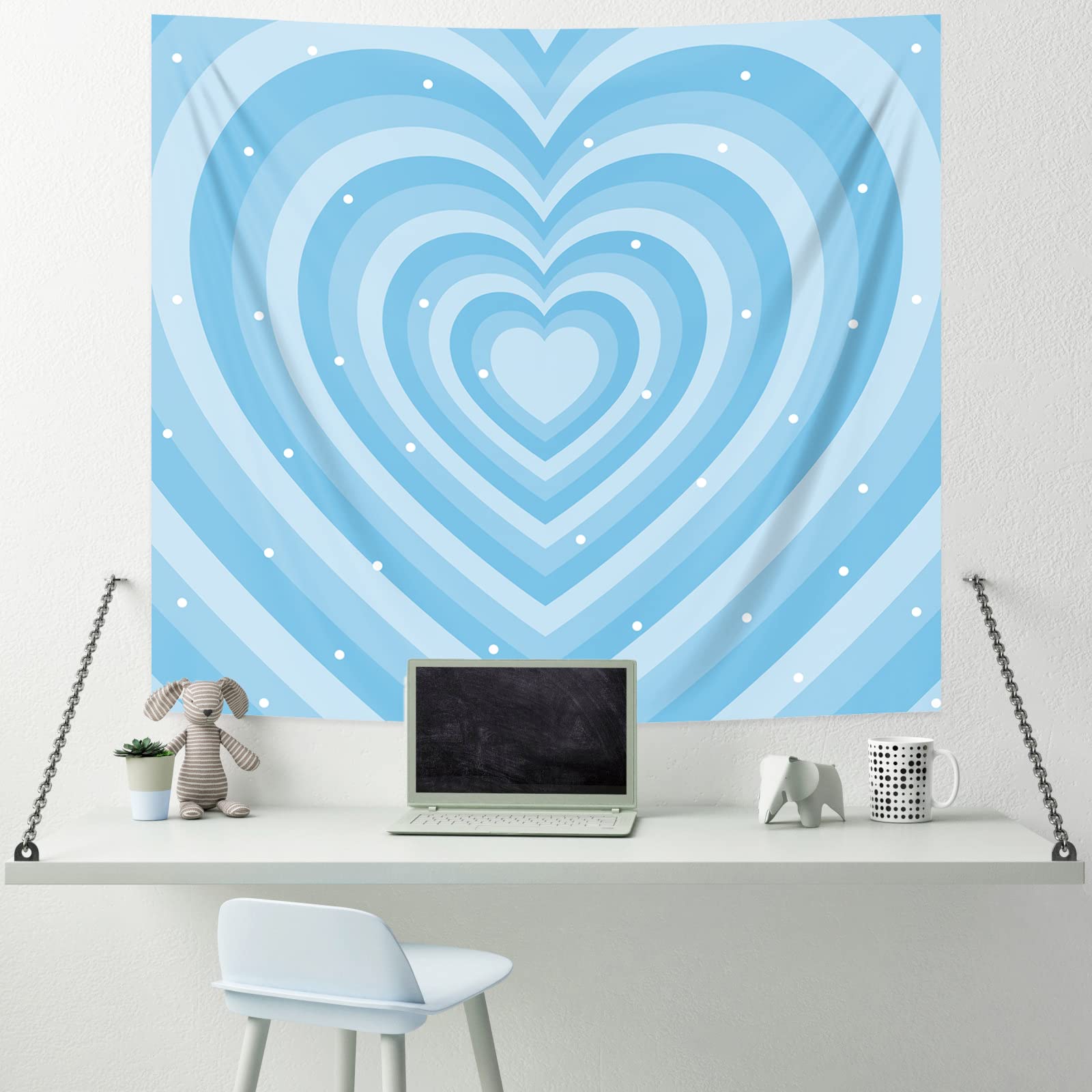 Pecfamly Cute Baby Blue Tapestry - Light Blue Aesthetic Wall Decor for Teen Girls Bedroom | Kawaii Room Decor for Dorm, Nursery & Cozy Spaces