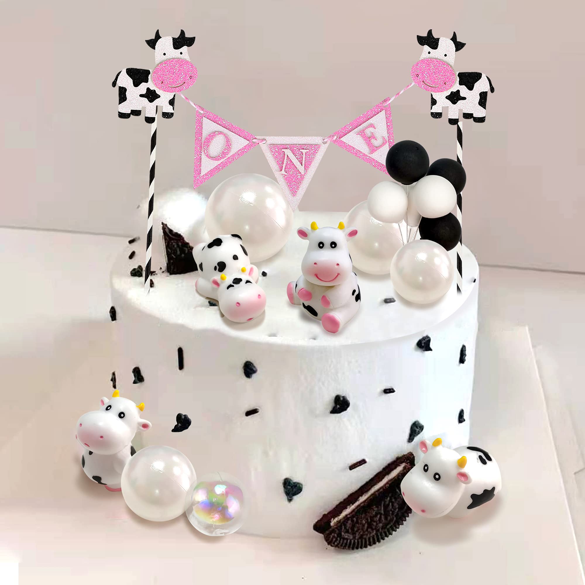 16 PCS Cow Cake Topper Set - Adorable Miniature Cow Figurines for Baby Shower, Kids Birthday Party Decorations - Perfect for Cupcake, Dessert, and Cake Decorating