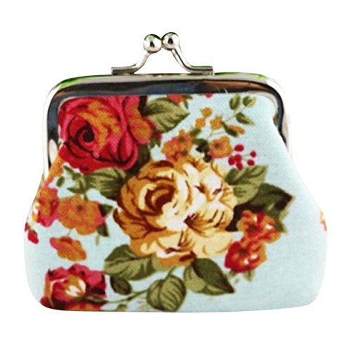 Ceomate Cute Floral Bucket Coin Purse - Vintage Mini Wallet Clutch Bag for Women, Retro Small Purse Pouch with Hasp Closure | Perfect for Coins, Keys & Cards (Ideal Gift for Mother's Day, Travel & Everyday Use)