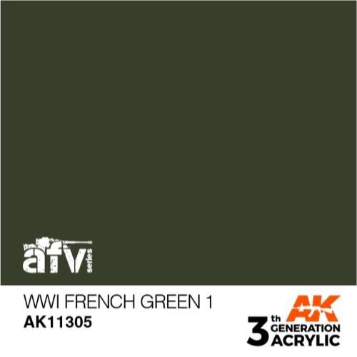 AK Interactive AK11305 AFV Series WWI French Green 1 Acrylic Paint - 17ml Bottle, 3rd Generation Formula - Perfect for Model Kits, Military Miniatures & Historical Dioramas
