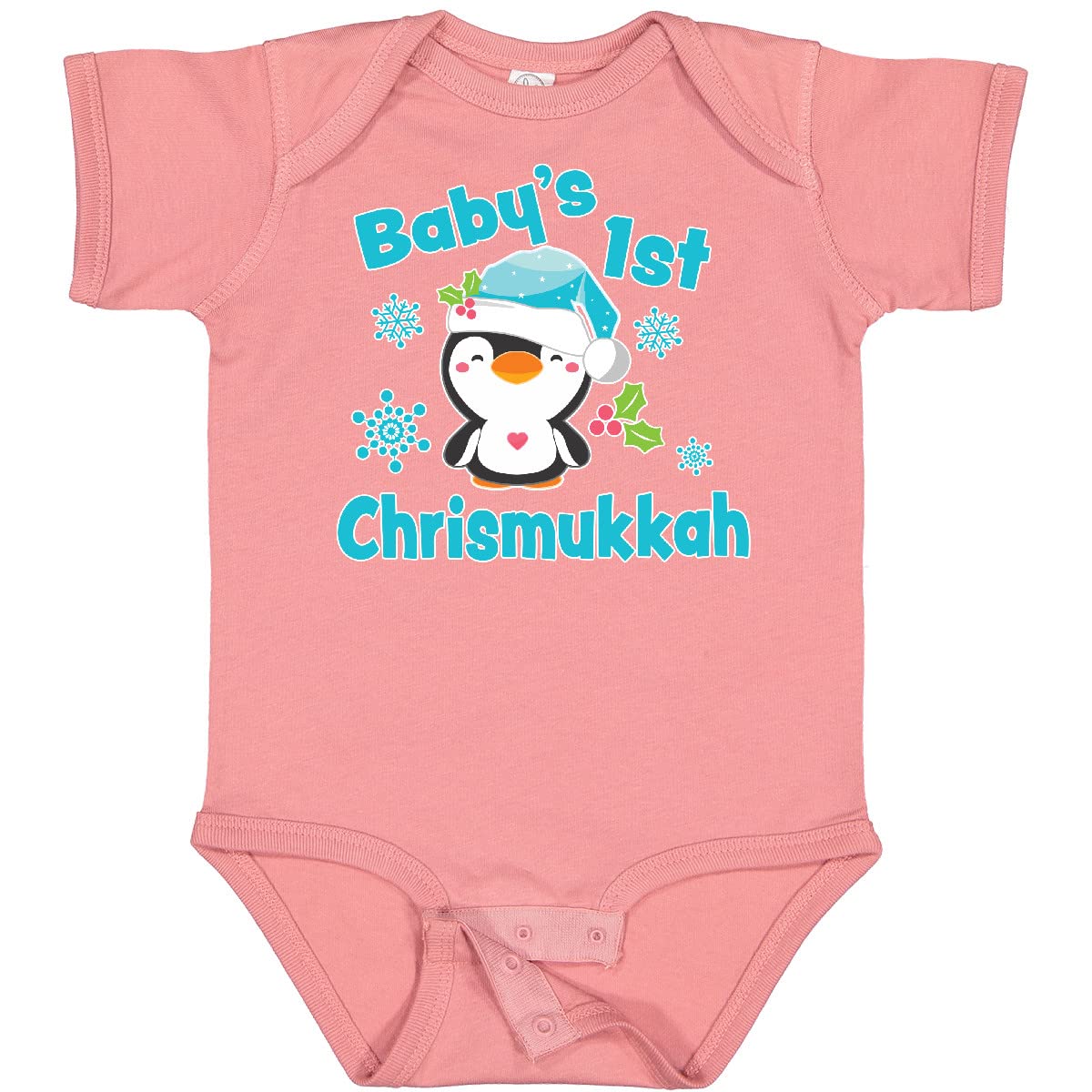 Inktastic Baby's 1st Chrismukkah Bodysuit - Adorable Penguin Design for Newborns & Infants - Perfect for Holiday Celebrations, Family Photos & First Christmas Hanukkah Gifts