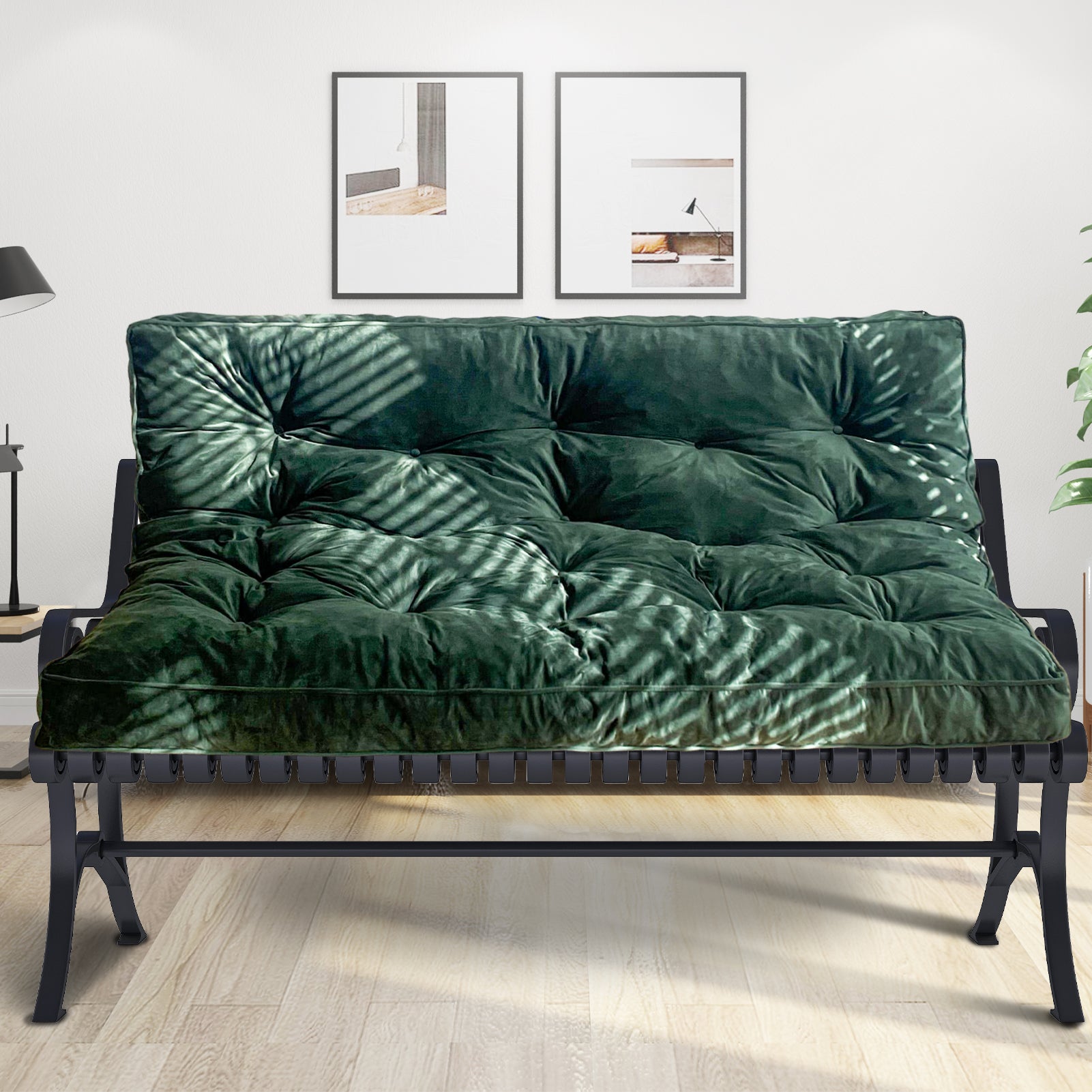 MAXYOYO 6-Inch Velvet Futon Mattress for Sofa Bed - Green (Mattress Only) | Comfortable & Space-Saving for Small Apartments, Guest Rooms & Dorm Living
